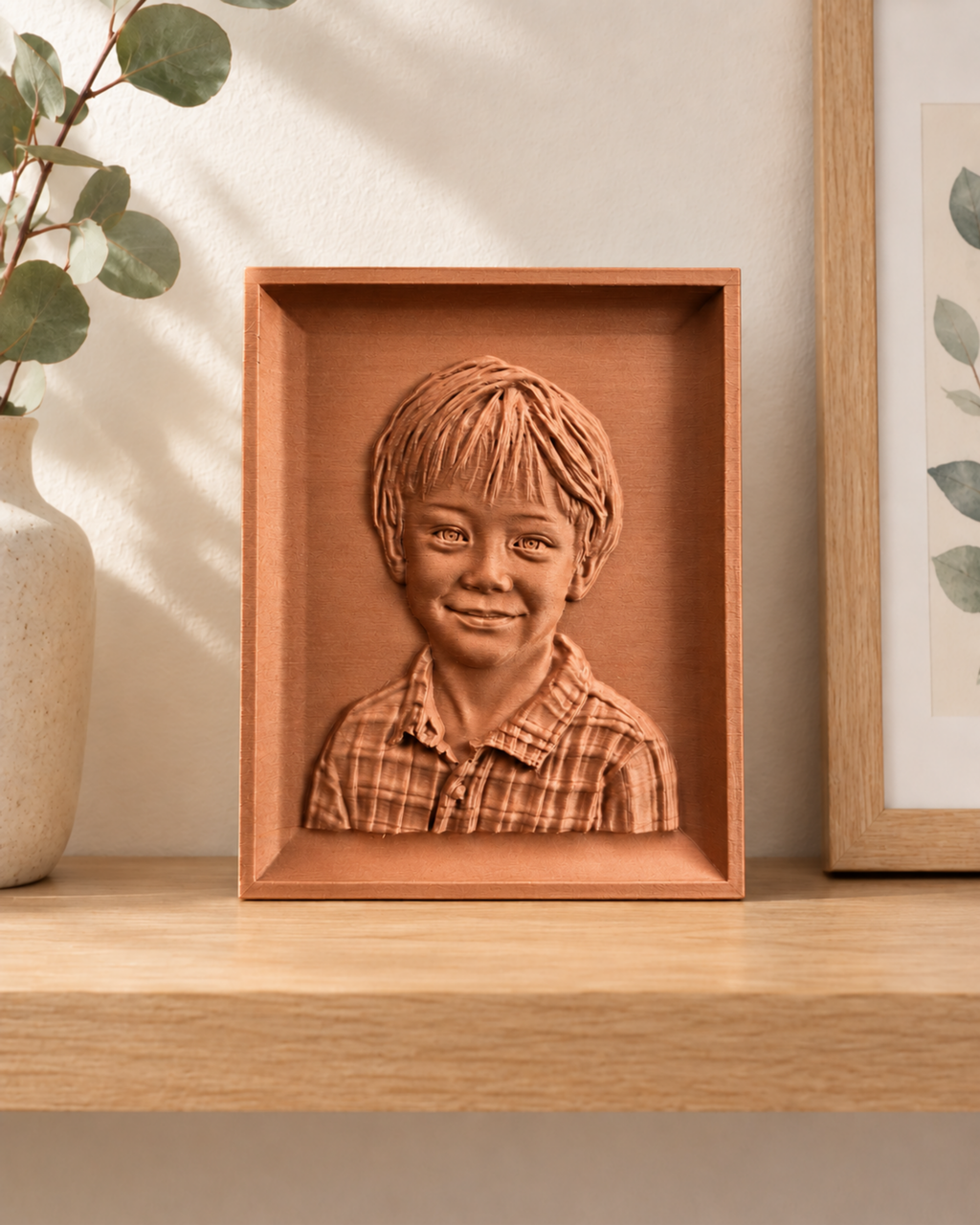 Portret în basorelief personalizat după fotografie – imprimat 3D
