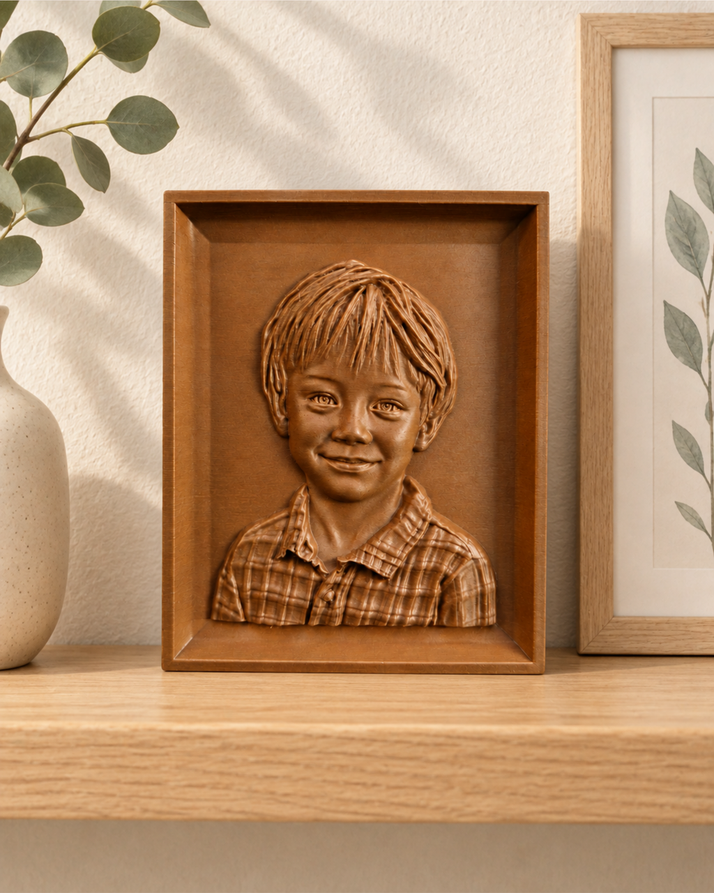 Portret în basorelief personalizat după fotografie – imprimat 3D