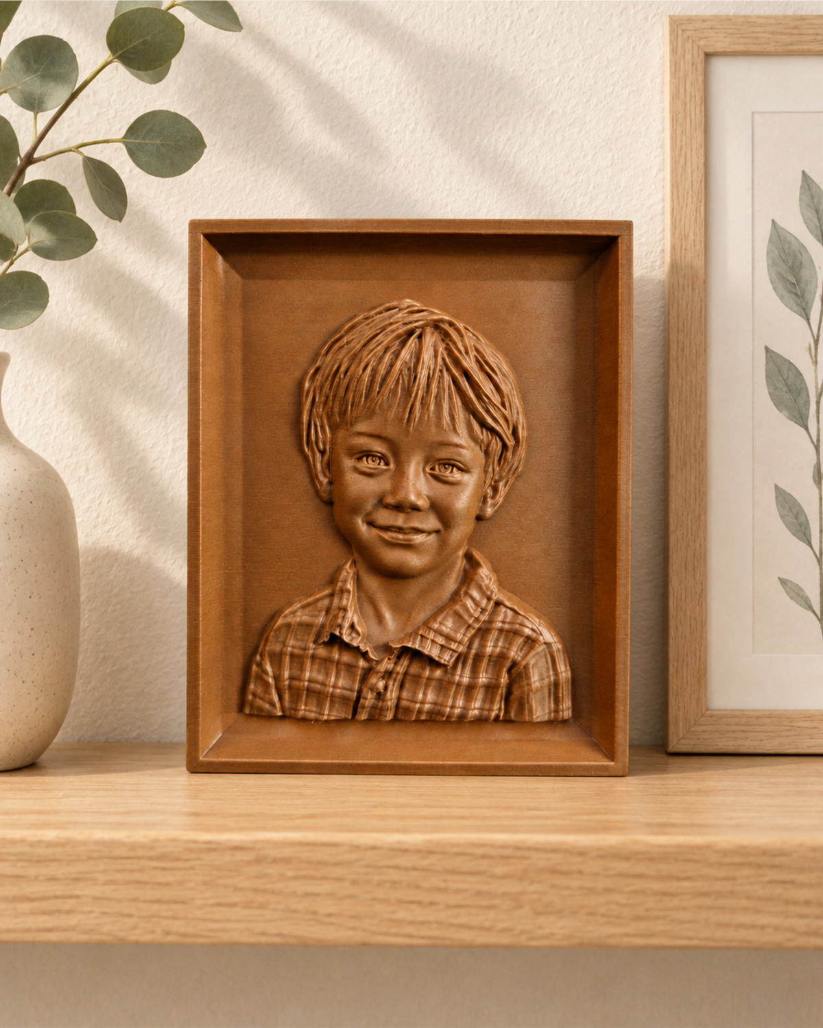 Portret în basorelief personalizat după fotografie – imprimat 3D