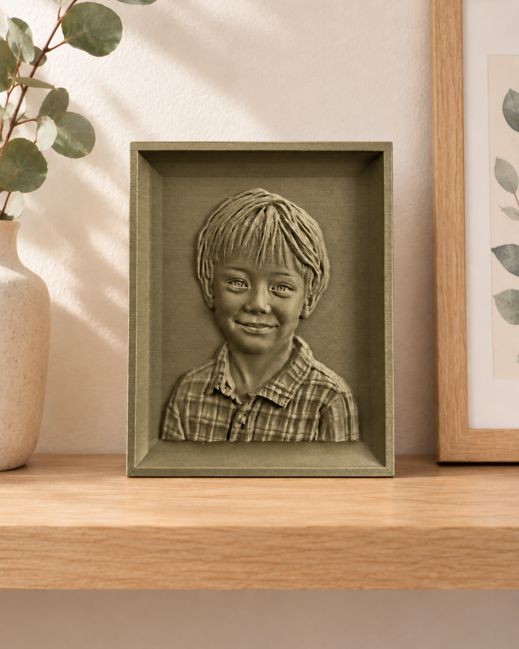 Portret în basorelief personalizat după fotografie – imprimat 3D