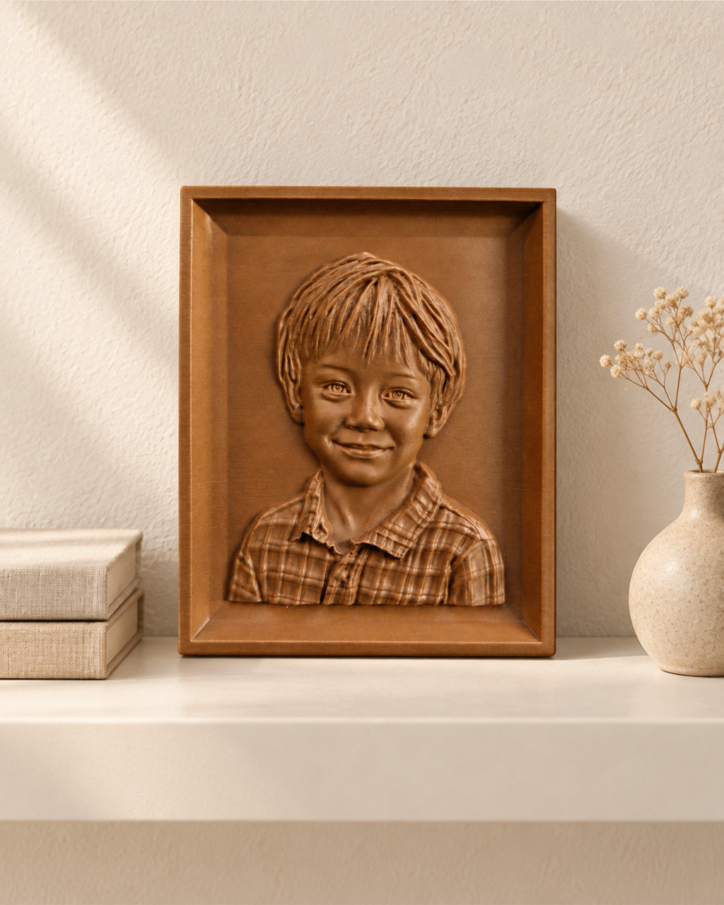 Portret în basorelief personalizat după fotografie – imprimat 3D