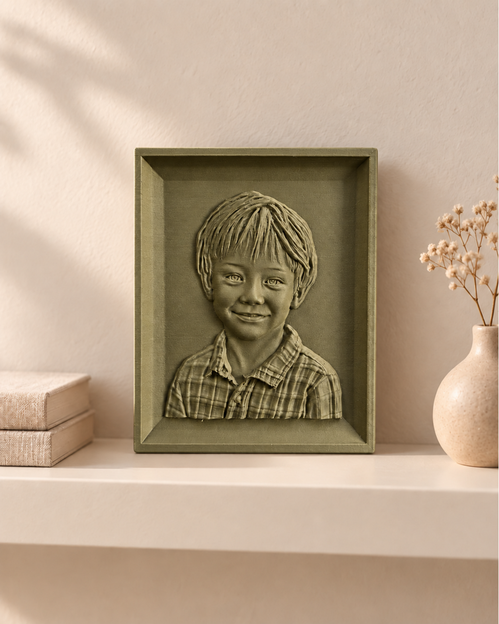 Portret în basorelief personalizat după fotografie – imprimat 3D