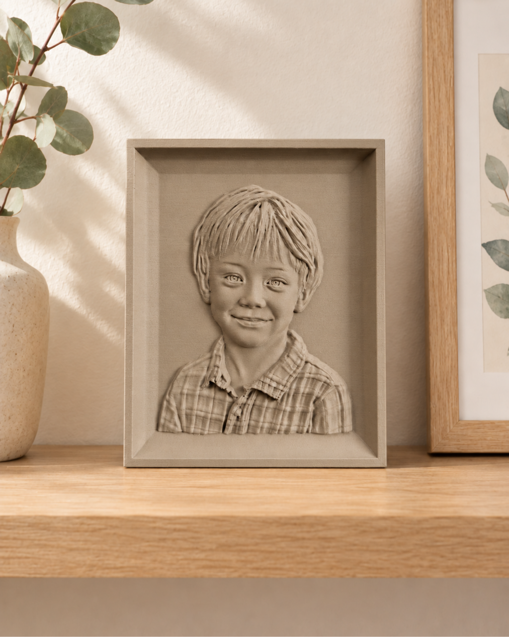Portret în basorelief personalizat după fotografie – imprimat 3D