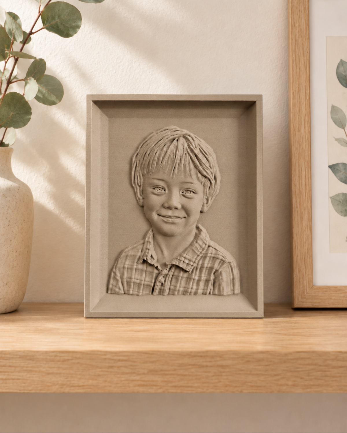 Portret în basorelief personalizat după fotografie – imprimat 3D