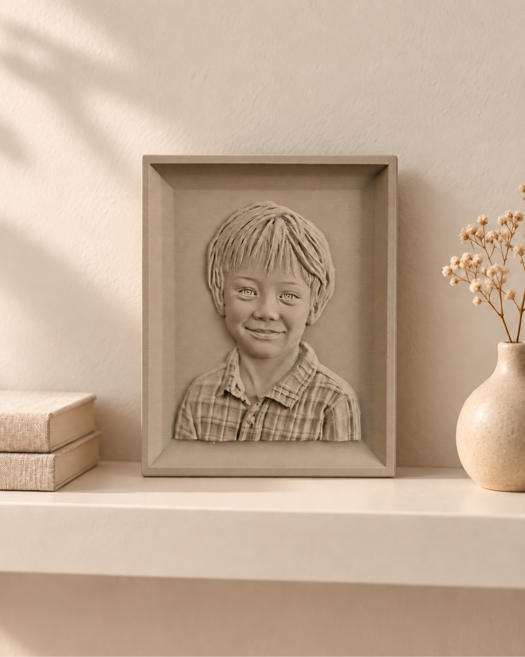 Portret în basorelief personalizat după fotografie – imprimat 3D