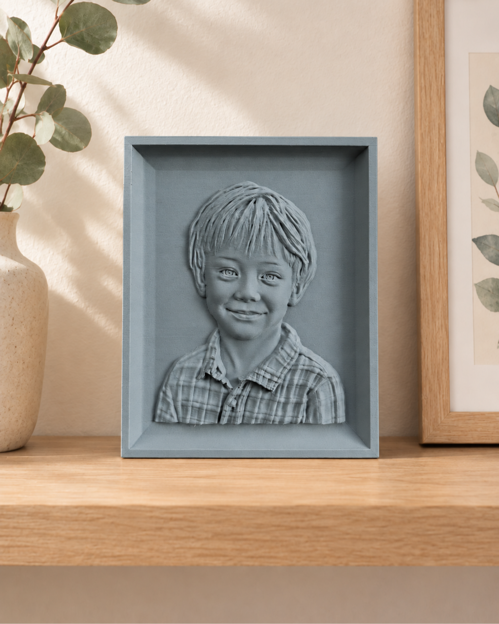 Portret în basorelief personalizat după fotografie – imprimat 3D