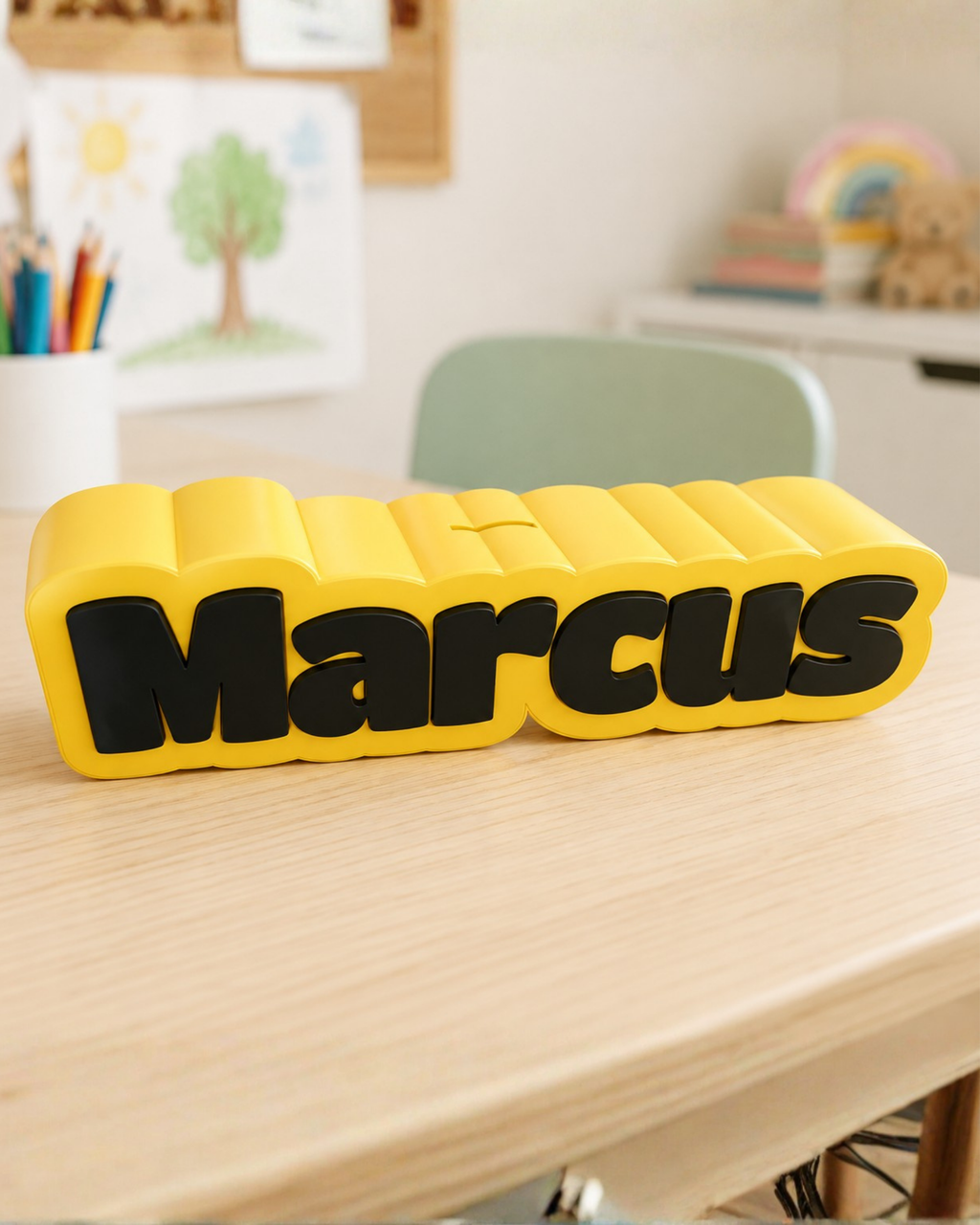 Pușculiță personalizată cu numele copilului – imprimată 3D