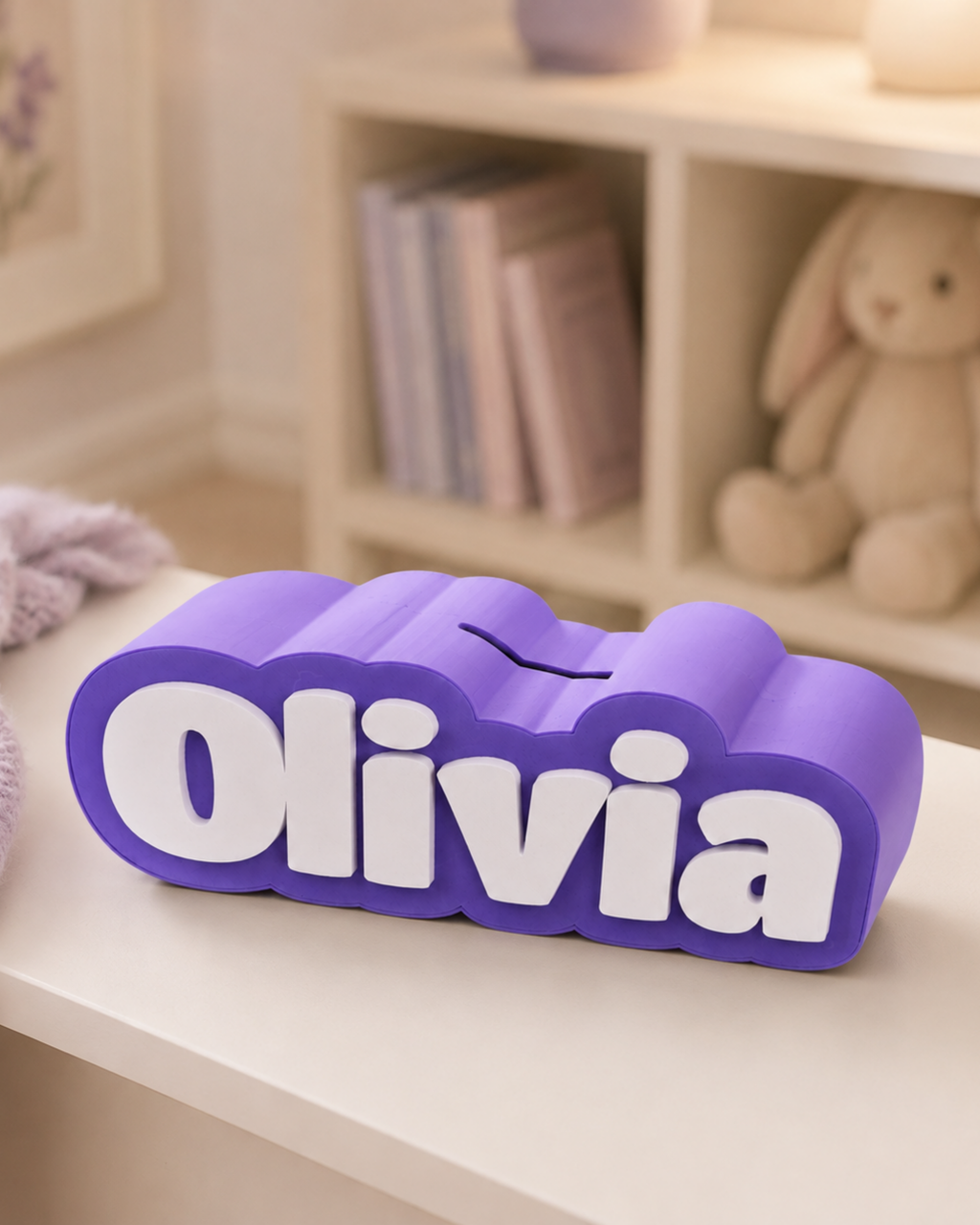Pușculiță personalizată cu numele copilului – imprimată 3D