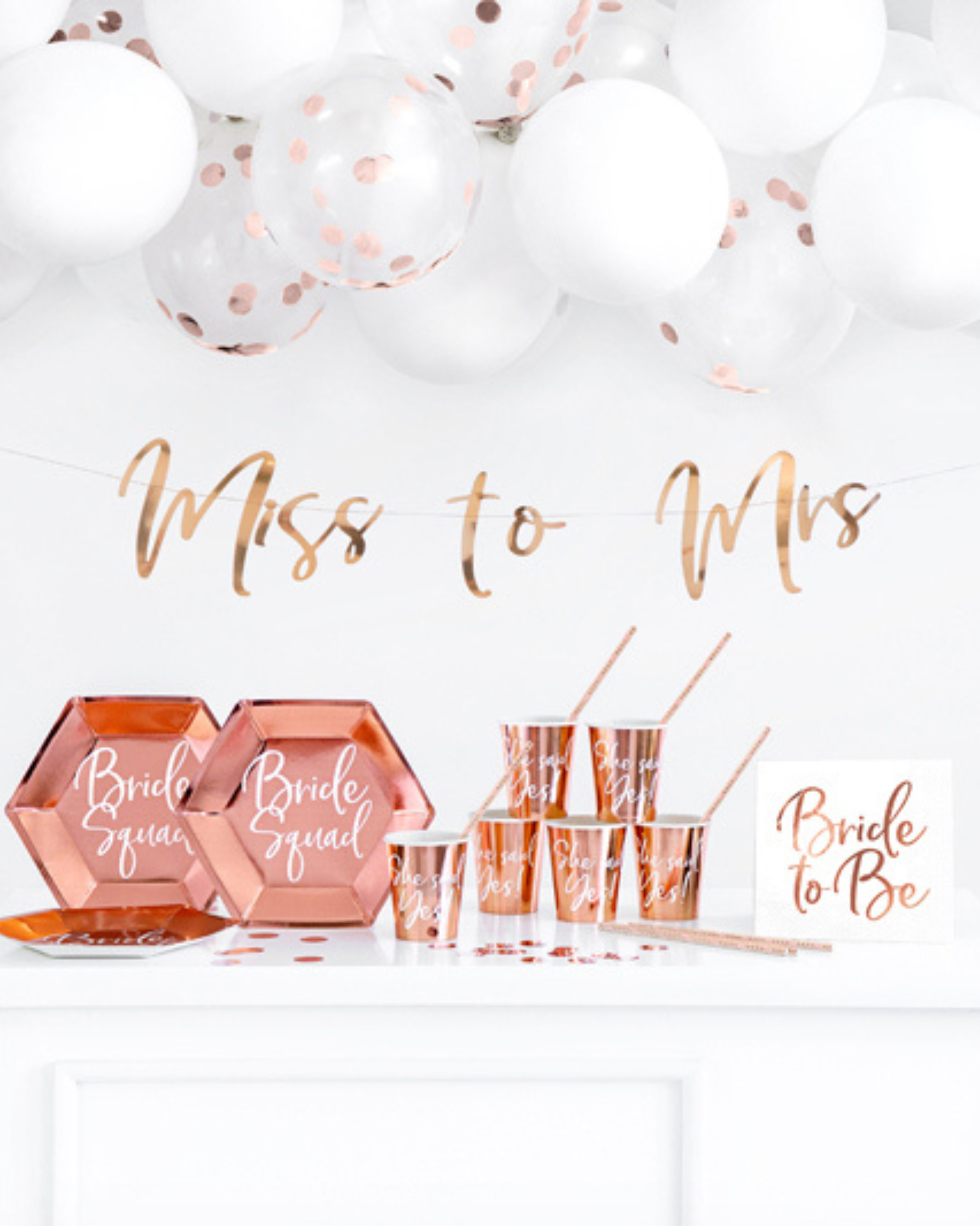 Set de decorațiuni pentru petrecerea burlăcițelor – rose gold, 60 de piese