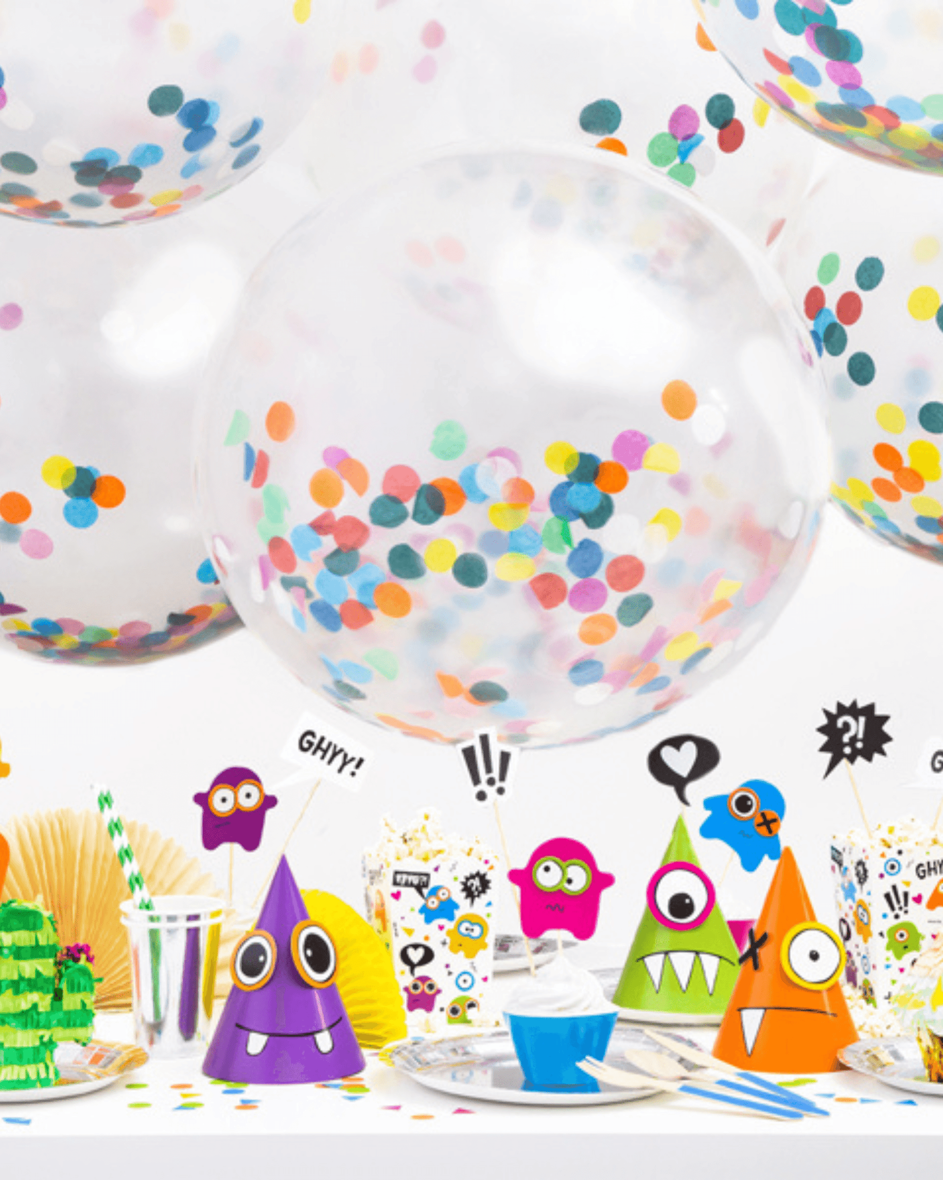 Balon transparent cu confetti multicolore în formă de cercuri
