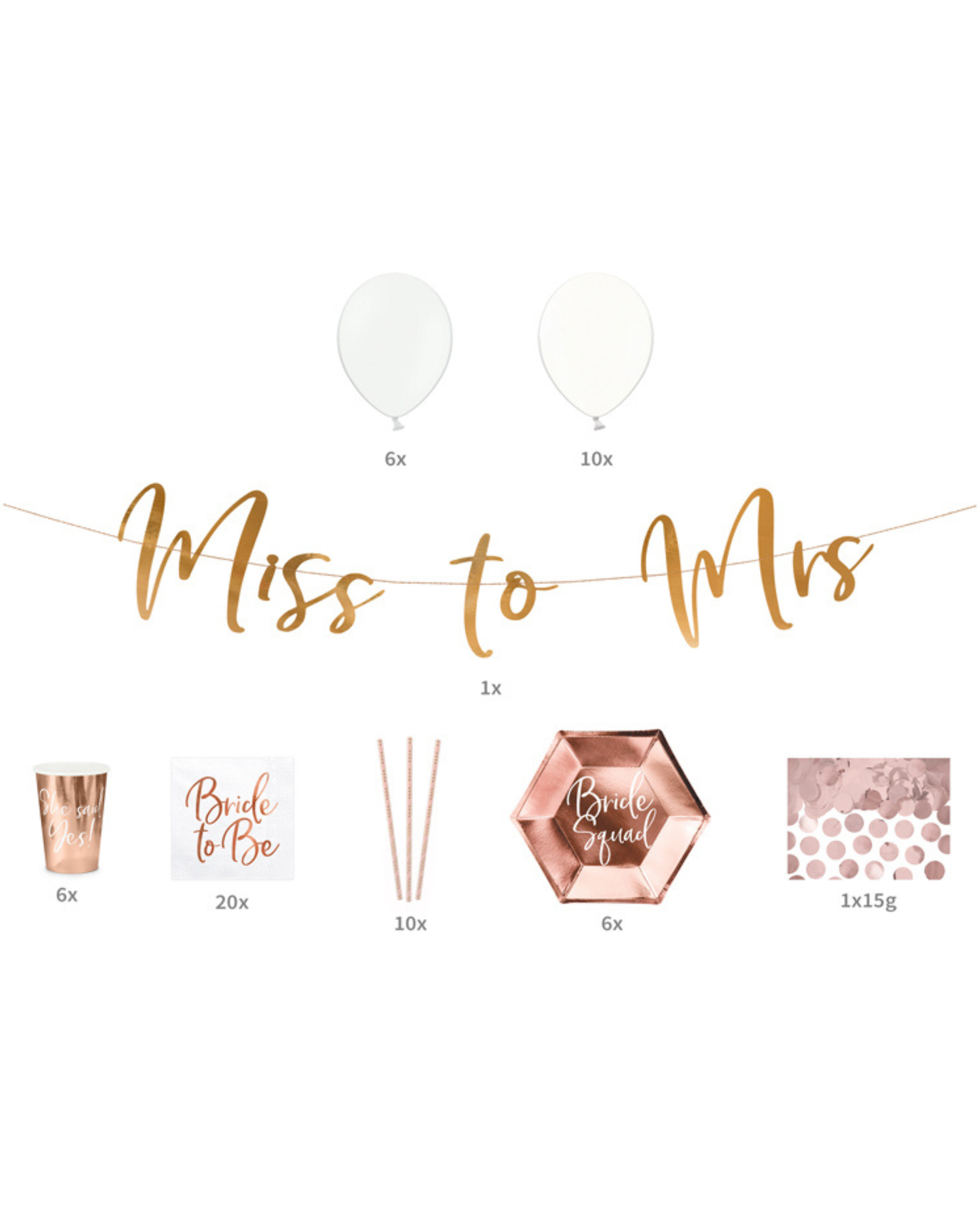 Set de decorațiuni pentru petrecerea burlăcițelor – rose gold, 60 de piese