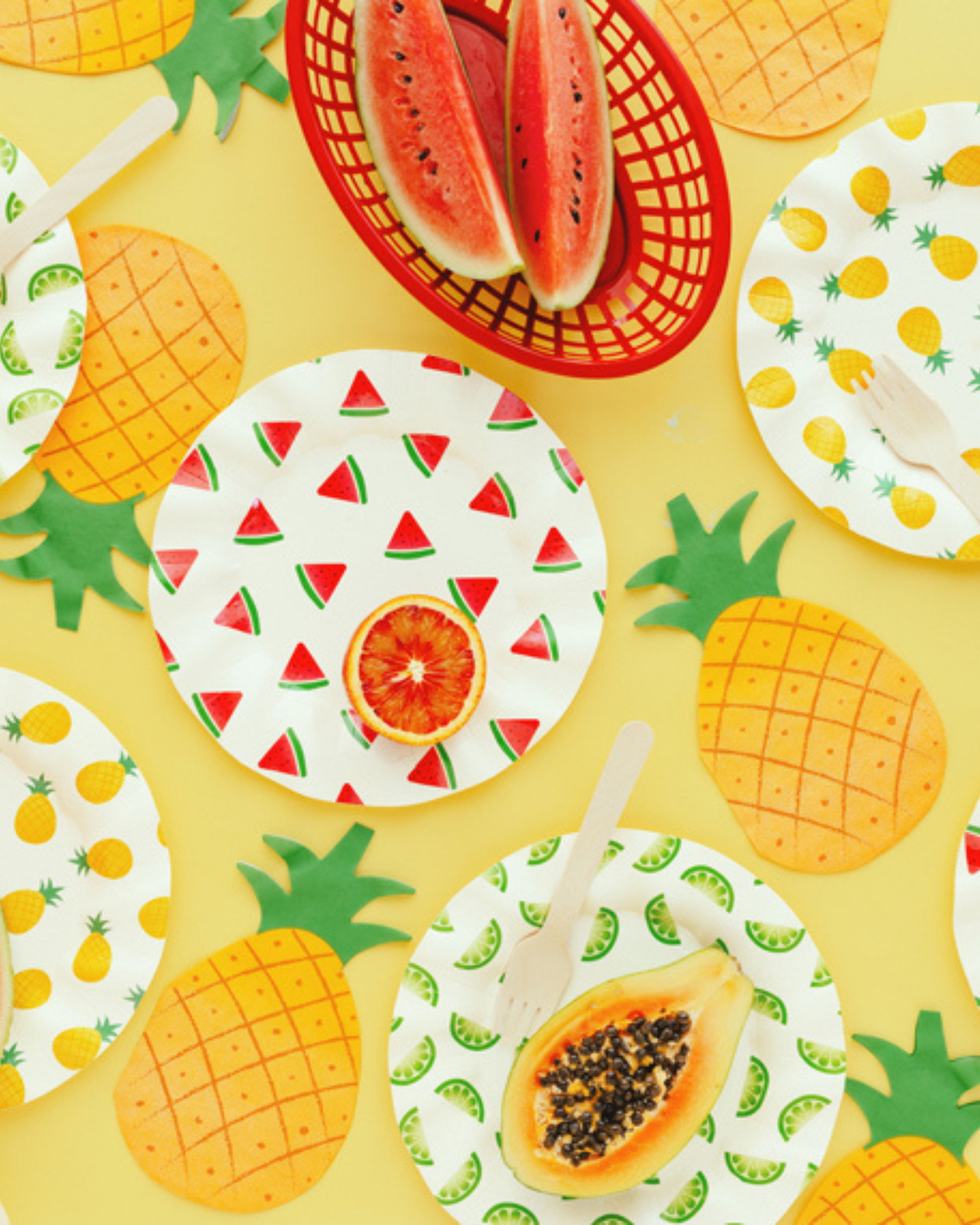 Set de 6 farfurii din hârtie cu fructe