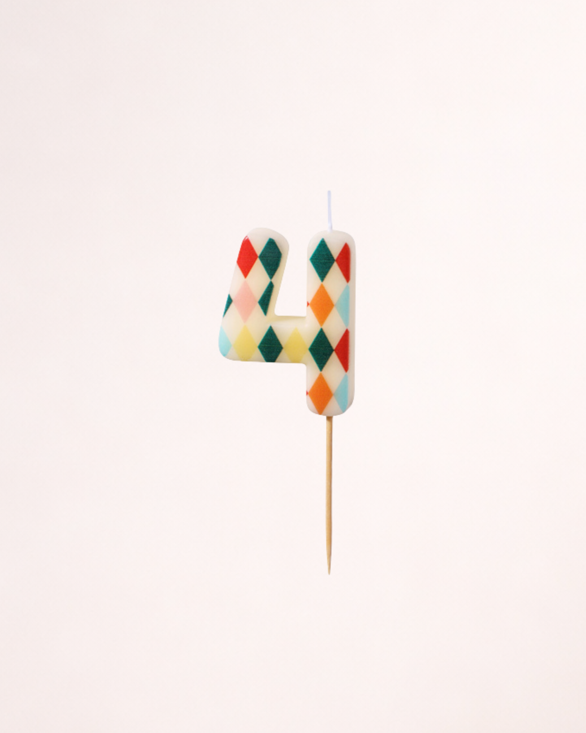 Lumânare aniversară cifra 4 (patru) cu model geometric colorat