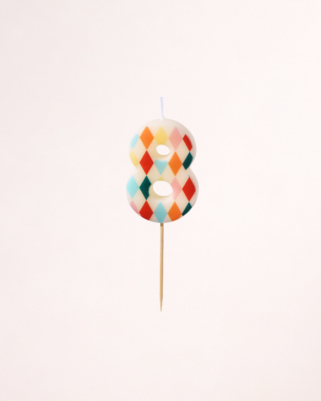 Lumânare aniversară cifra 8 (opt) cu model geometric colorat