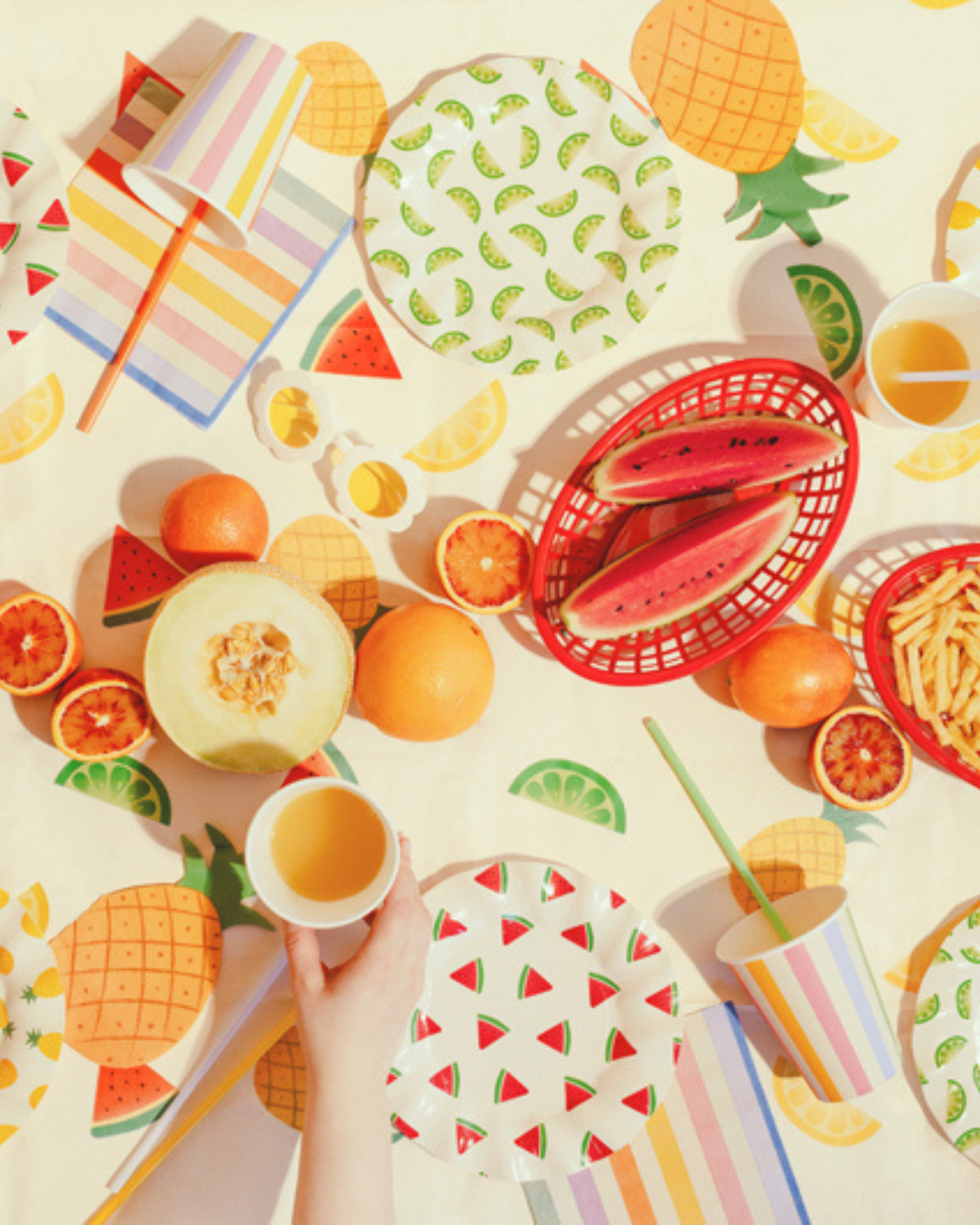 Set de 6 farfurii din hârtie cu fructe