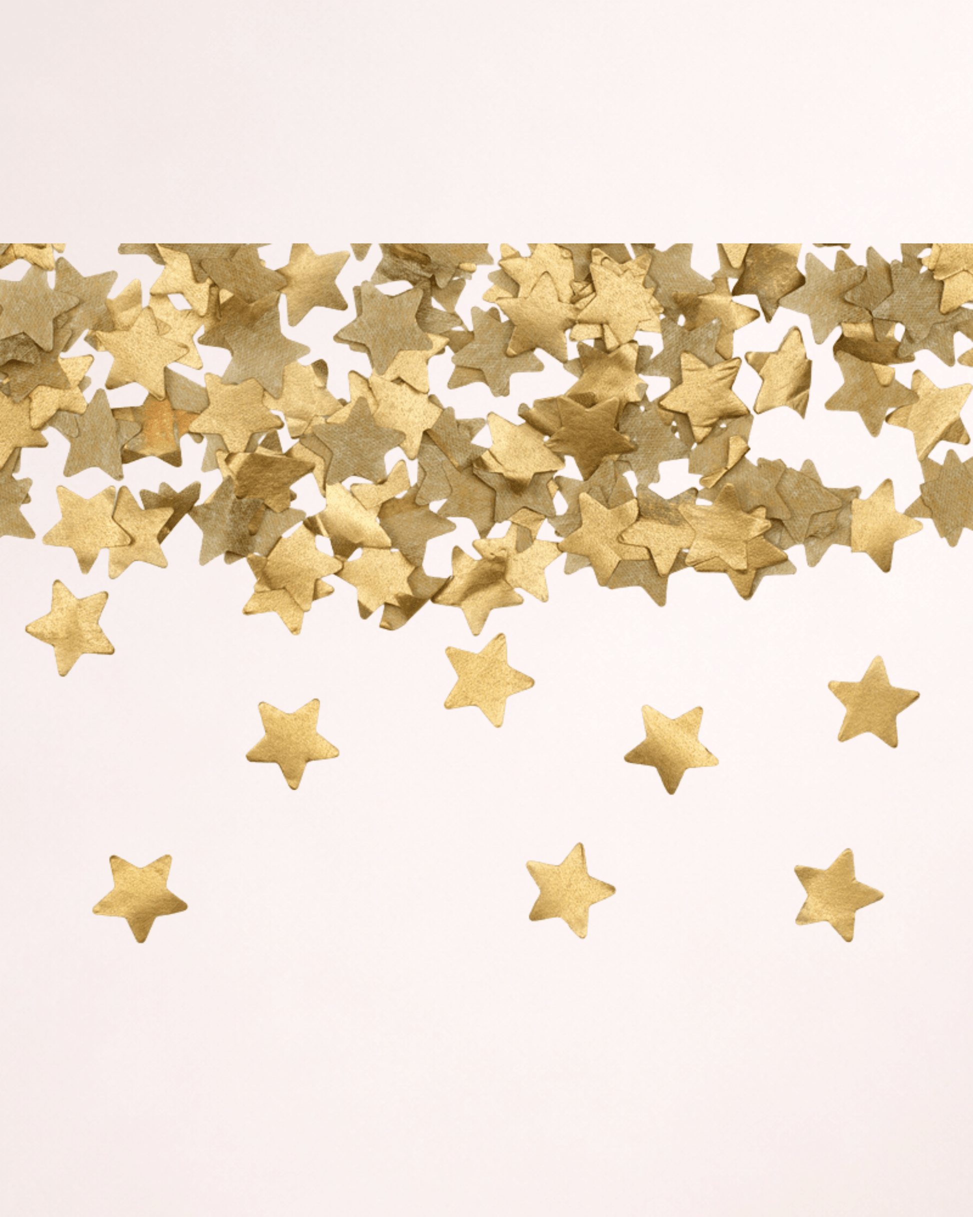 Tun cu confetti aurii în formă de stele – 20 cm