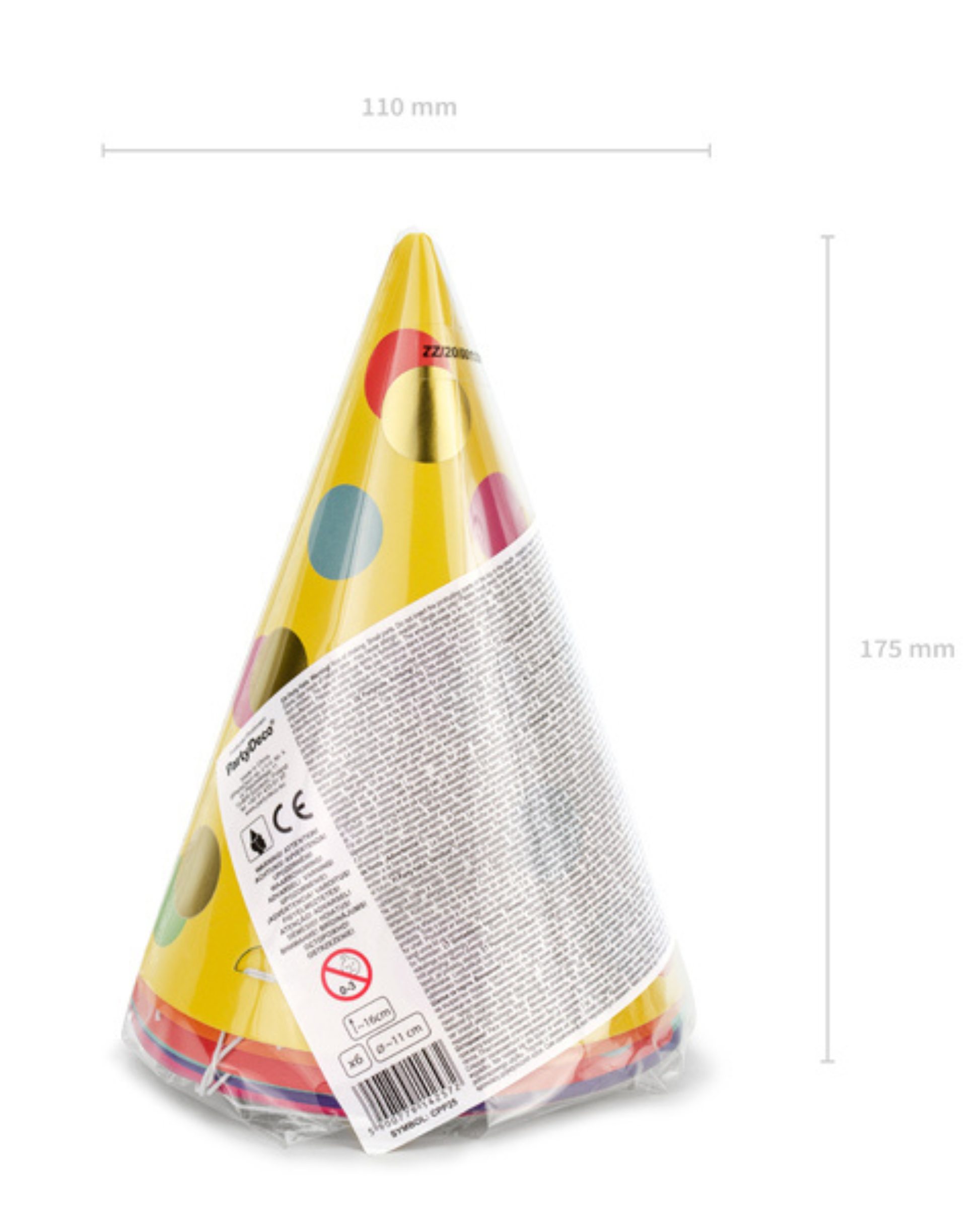 Set de 6 coifuri de petrecere cu buline colorate și aurii
