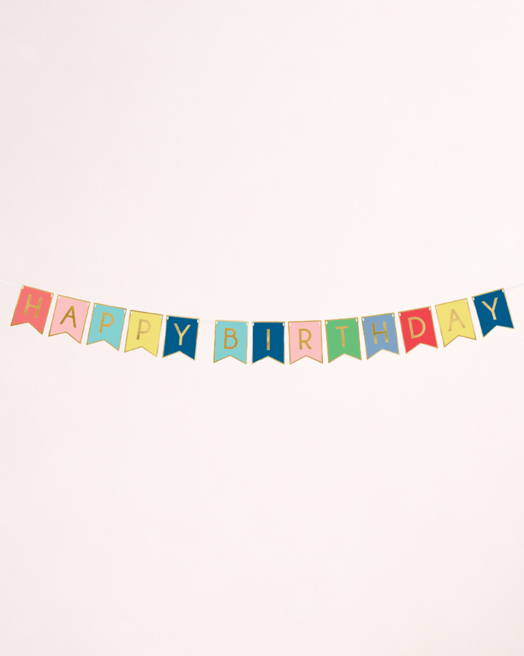 Banner multicolor „Happy Birthday” cu inscripție aurie