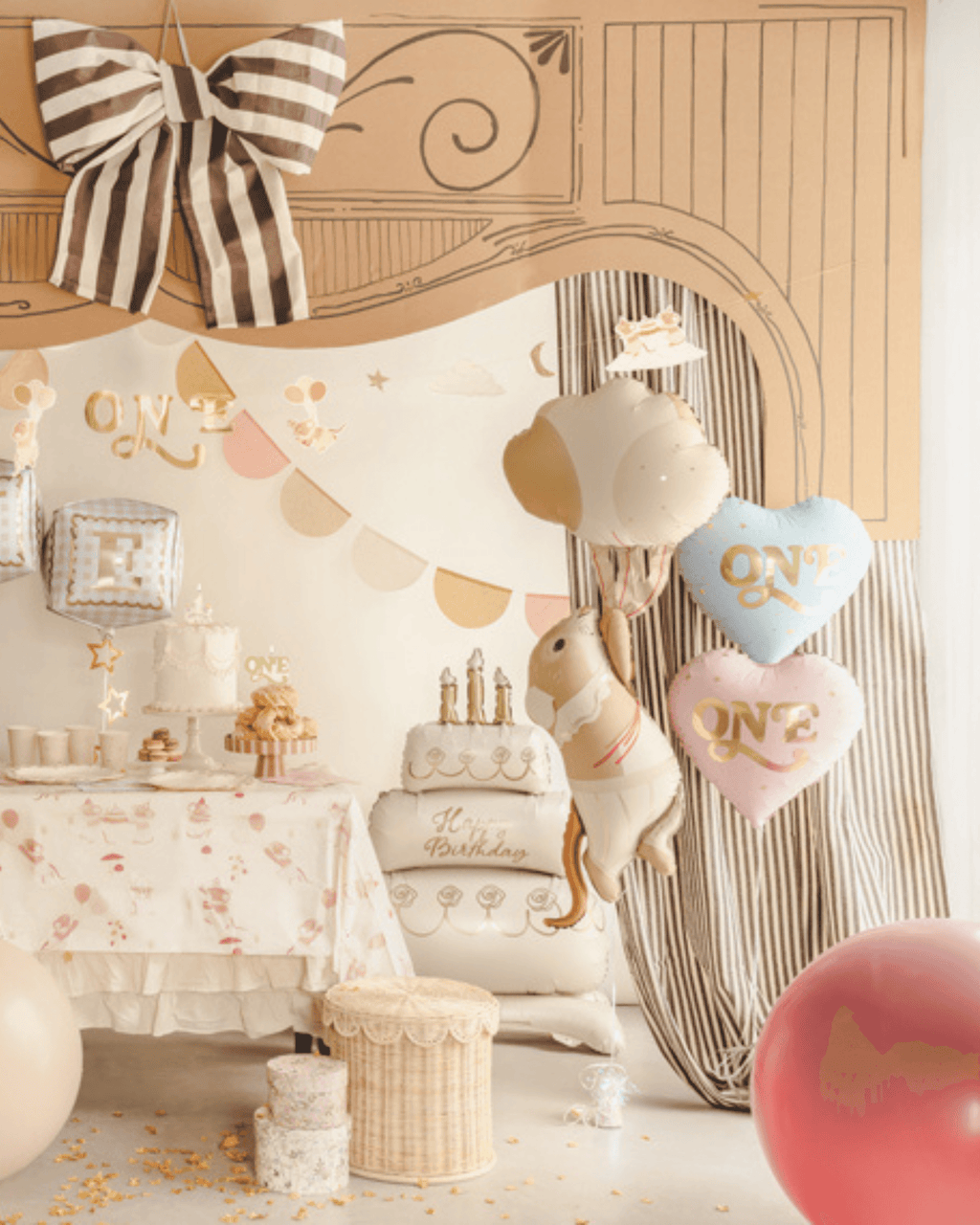 Balon din folie în formă de inimă „One” – roz pal