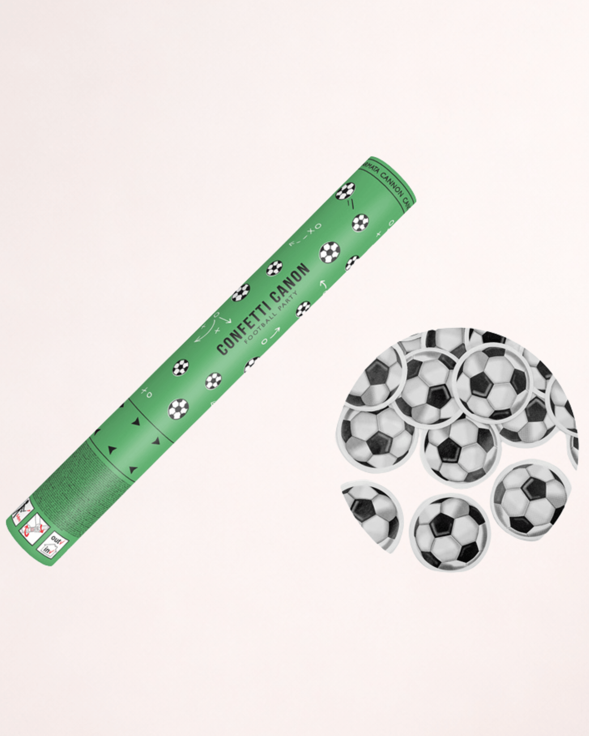 Tun cu confetti în formă de mingi de fotbal din hârtie – 40 cm
