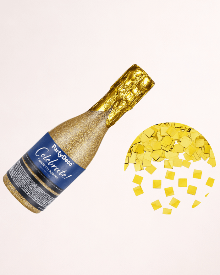 Tun în formă de sticlă cu confetti aurii – 20 cm