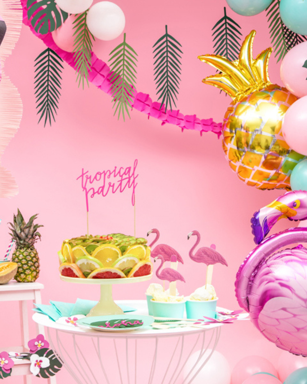 Set de 6 toppere Aloha cu flamingo pentru tort