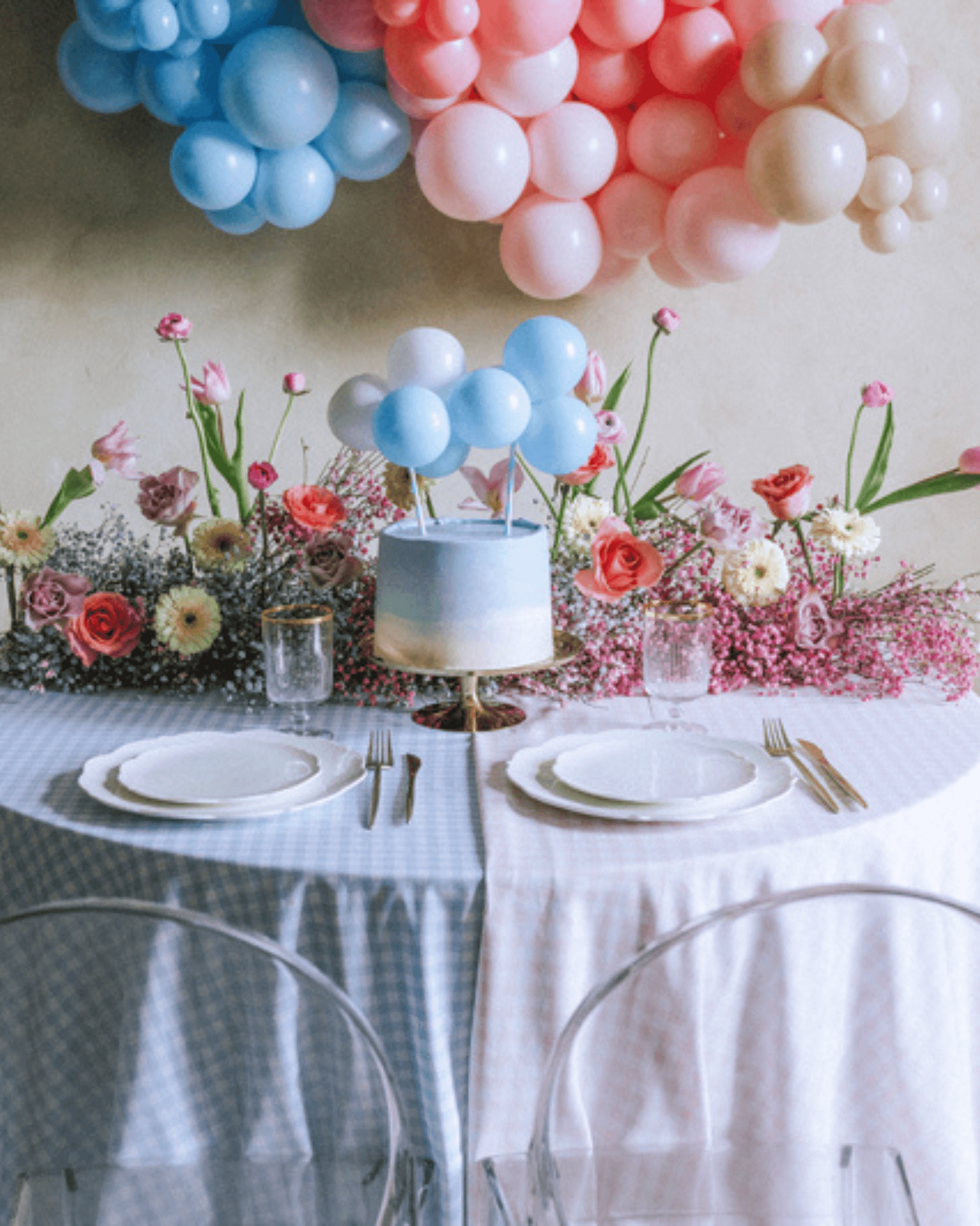 Topper pentru tort cu baloane albastre