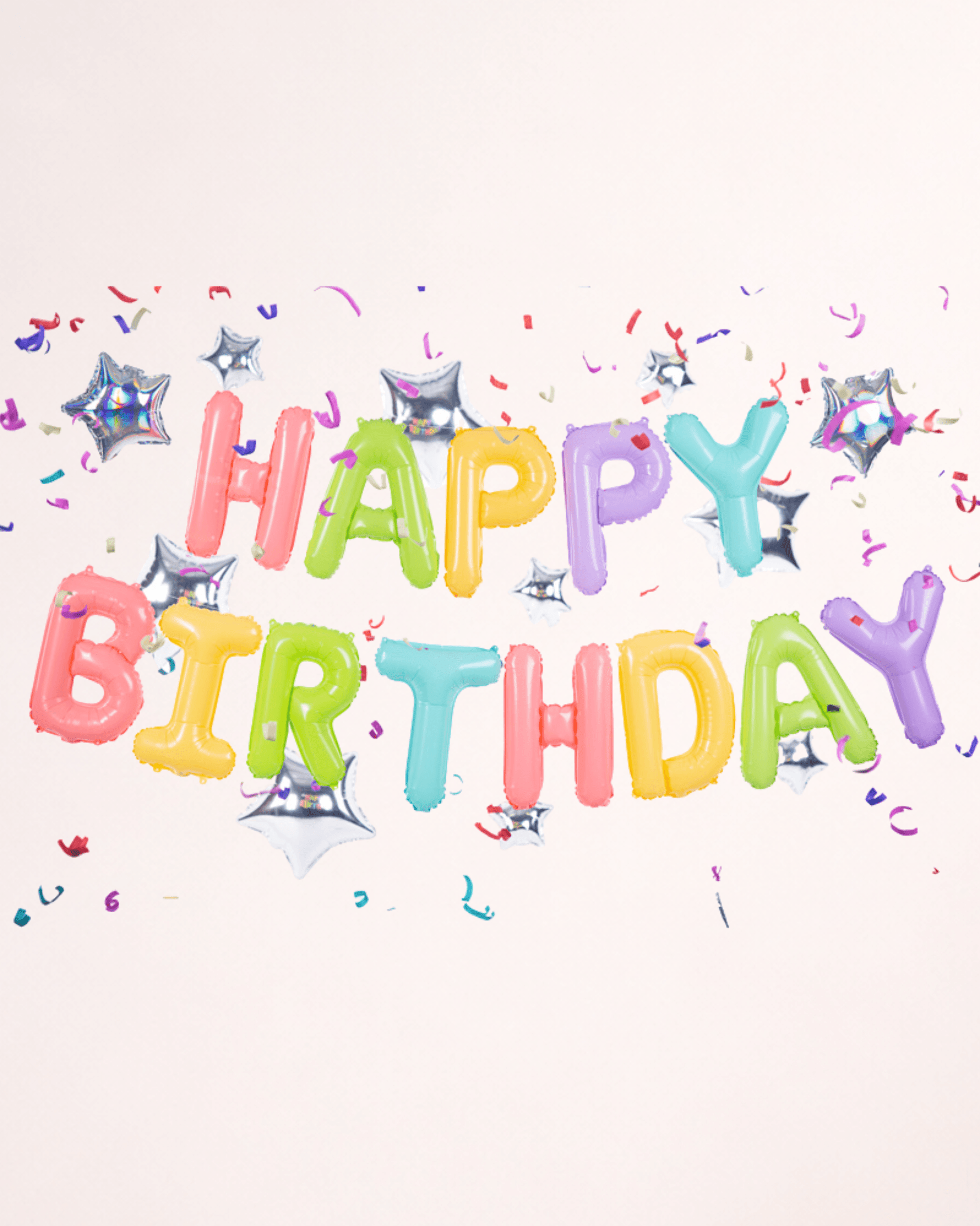 Balon din folie „Happy Birthday” cu stele iridescente