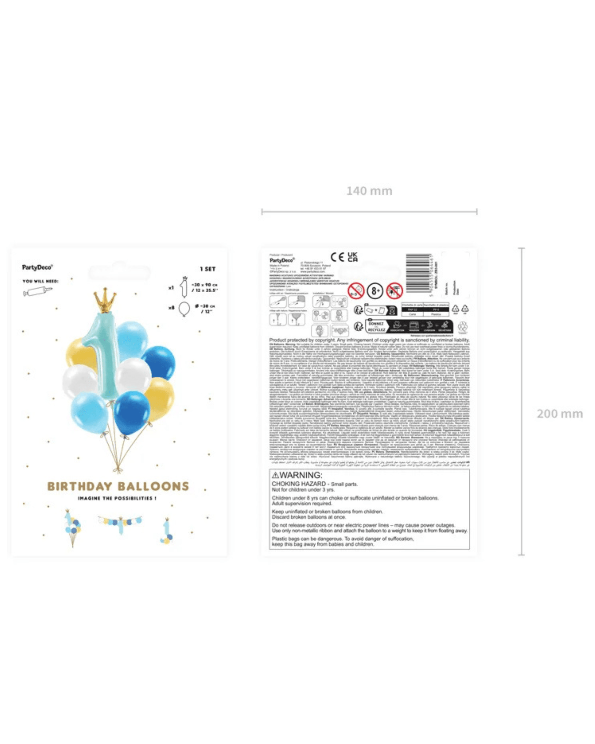 Set de 9 baloane pentru prima aniversare – albastru