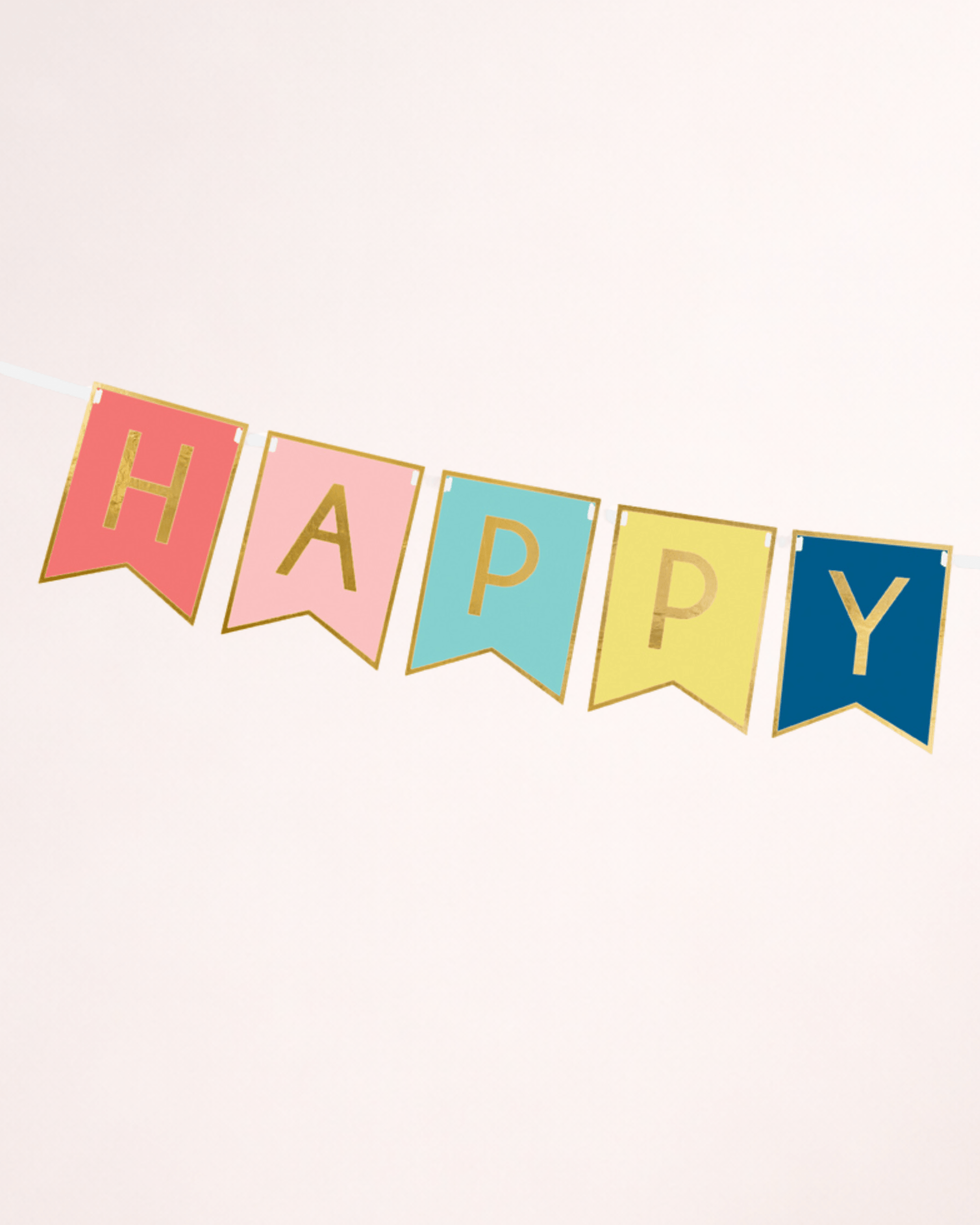 Banner multicolor „Happy Birthday” cu inscripție aurie