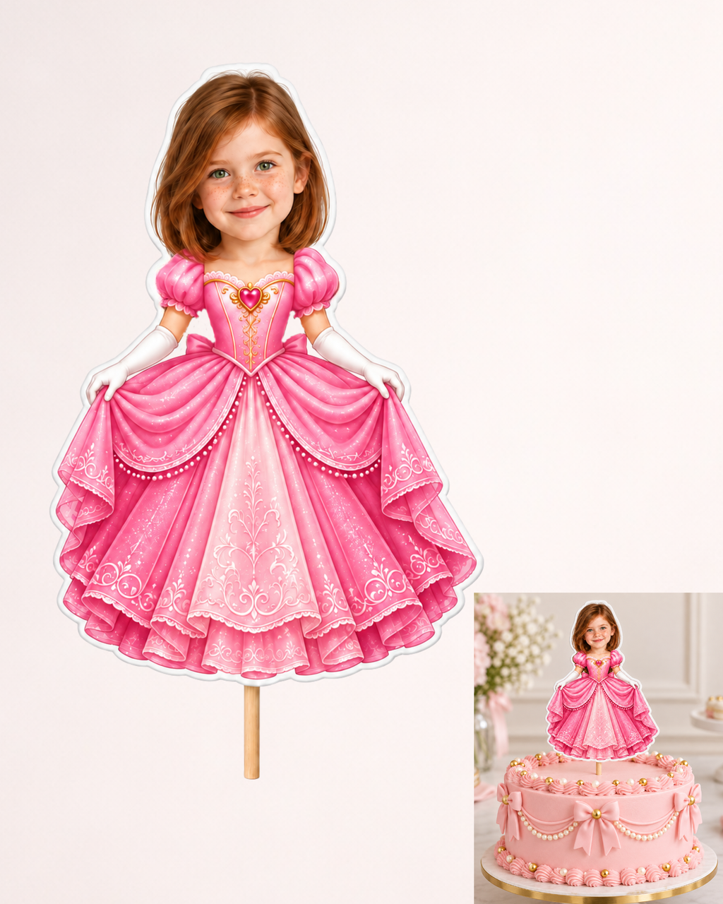 Topper din pastă de zahăr - personaj cu chipul copilului