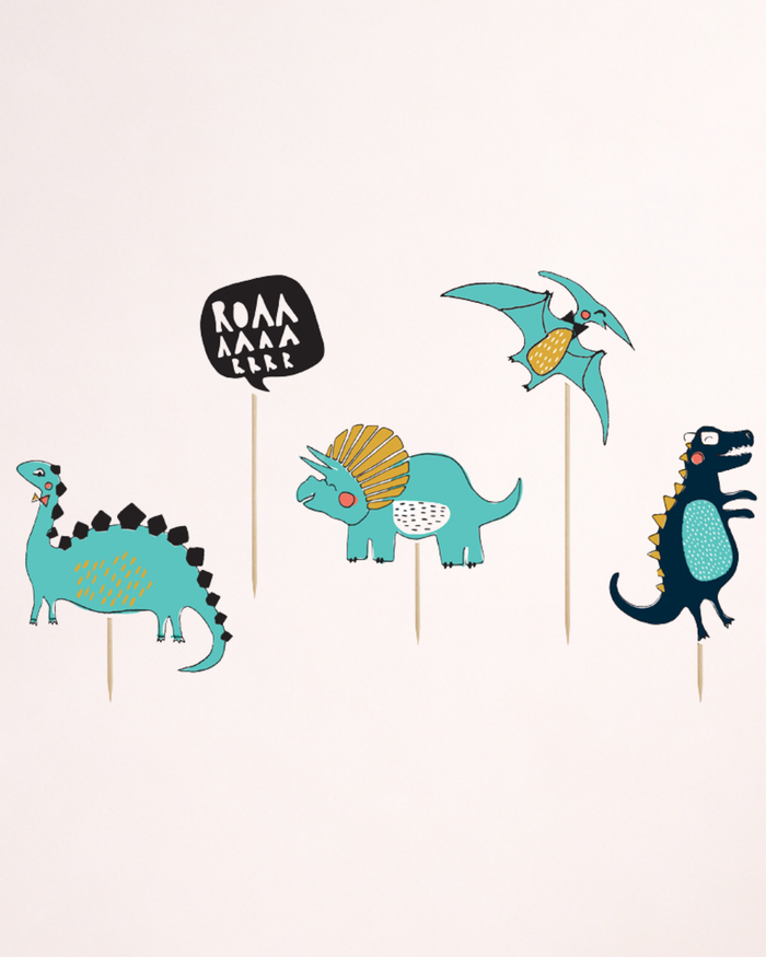 Set de 5 toppere cu dinozauri pentru tort