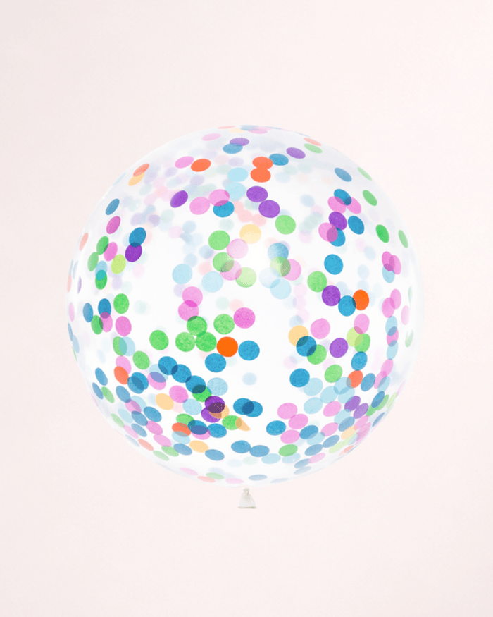 Balon transparent cu confetti multicolore în formă de cercuri