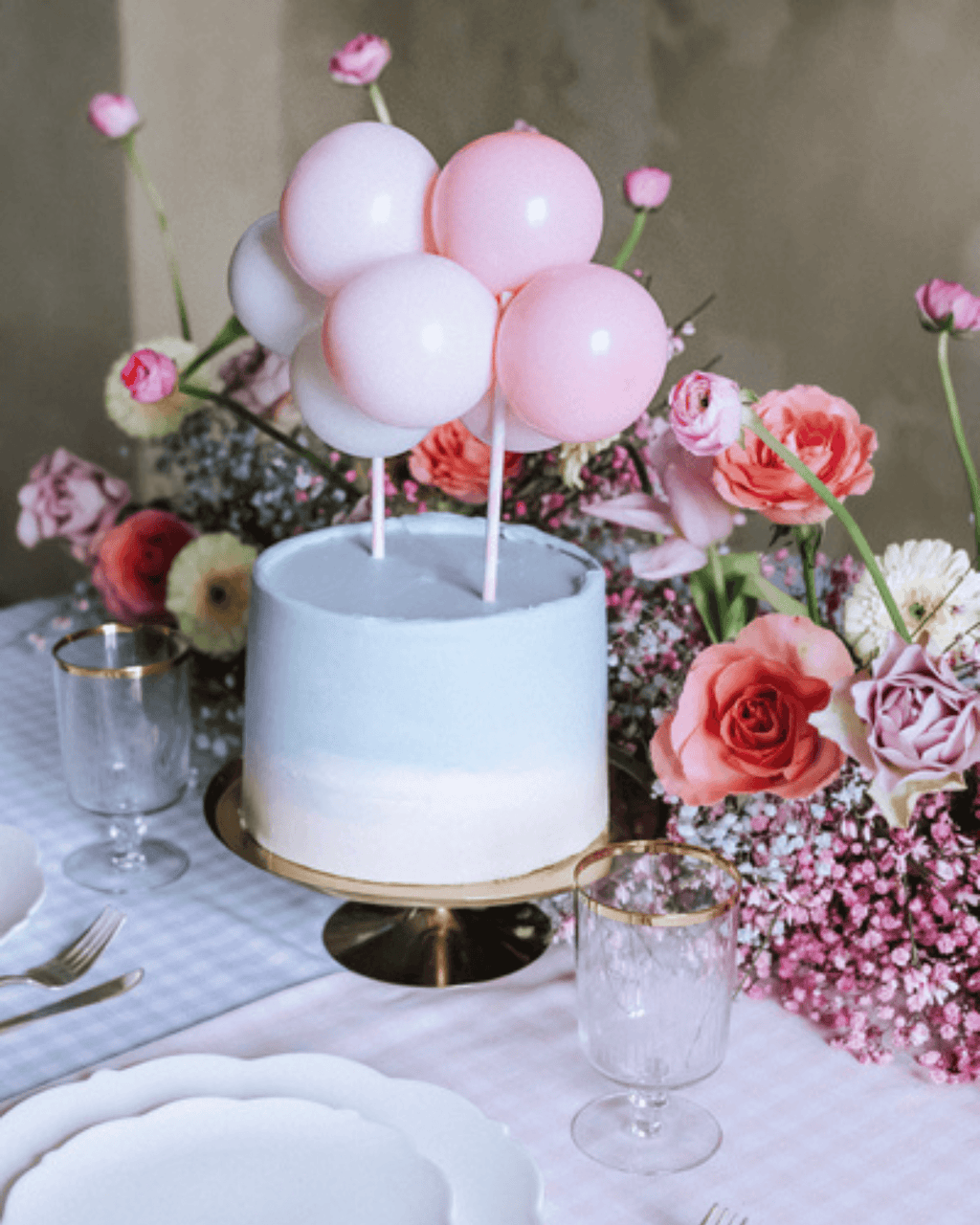 Topper pentru tort cu baloane roz