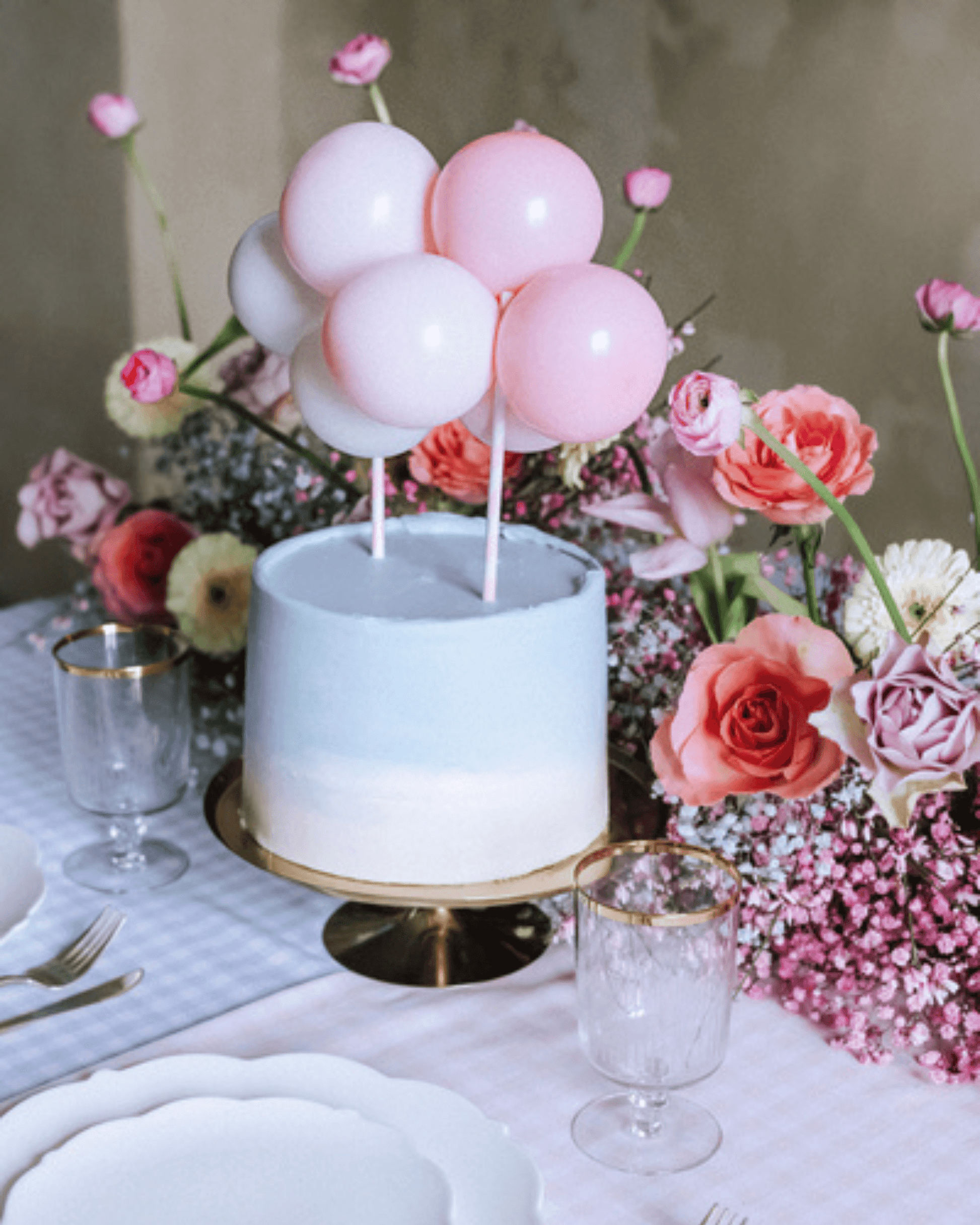 Topper pentru tort cu baloane roz