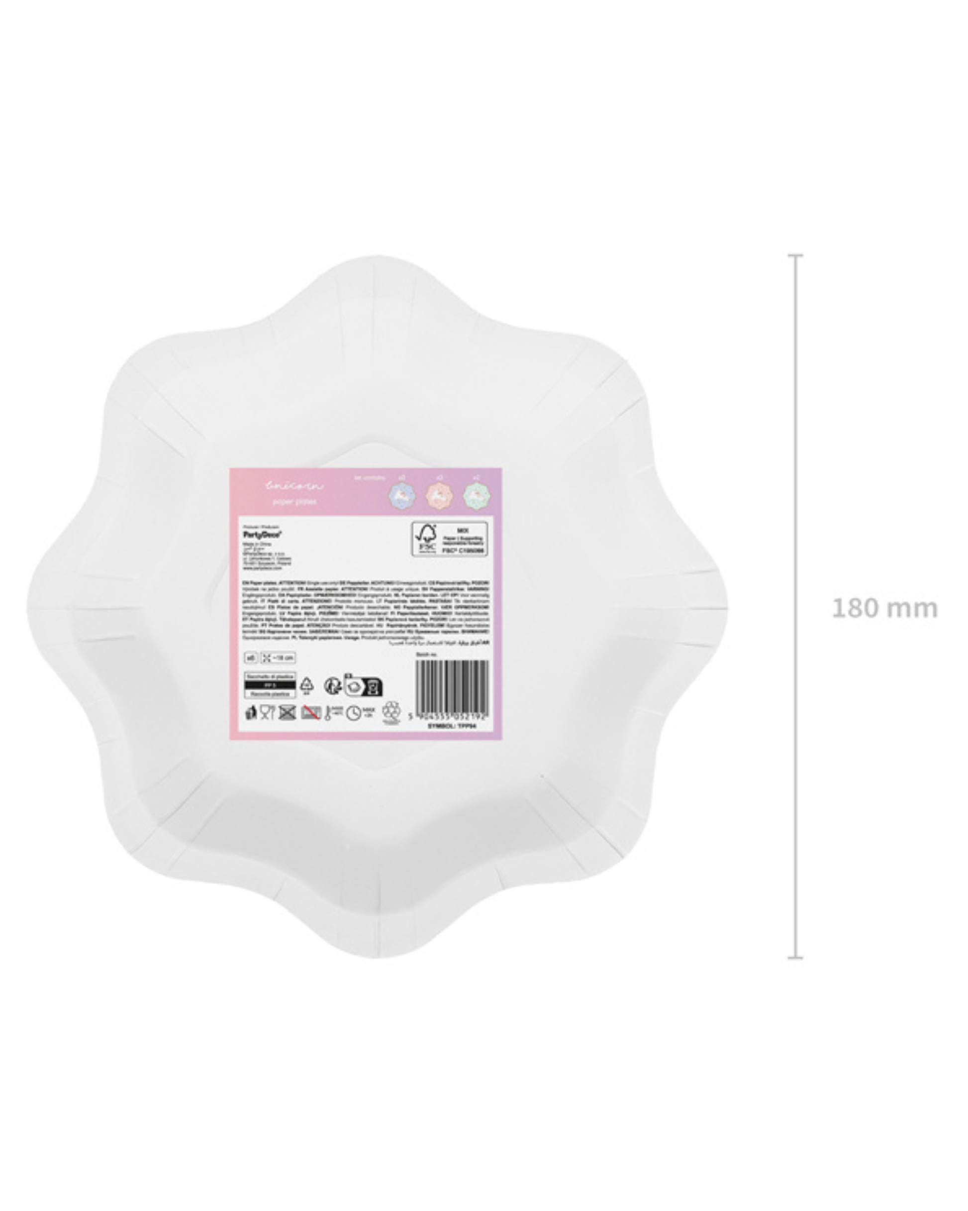 Set de 6 farfurii din hârtie Unicorn