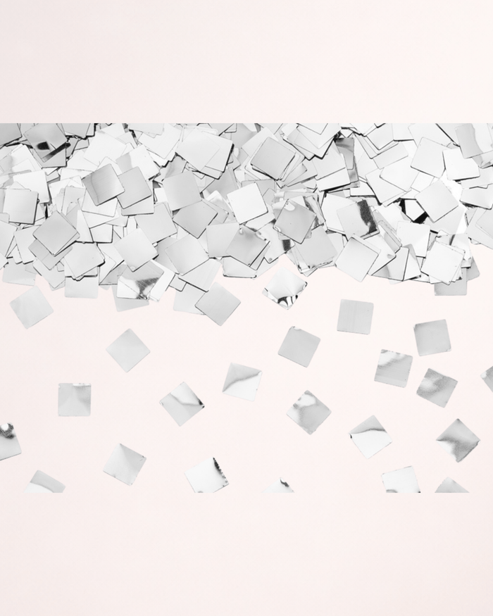 Tun în formă de sticlă cu confetti argintii – 20 cm