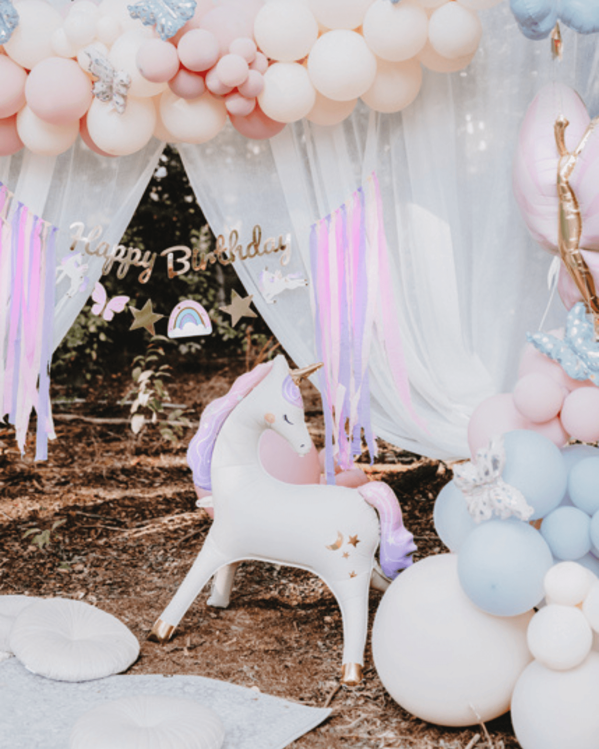 Balon de podea din folie Unicorn – bej mat