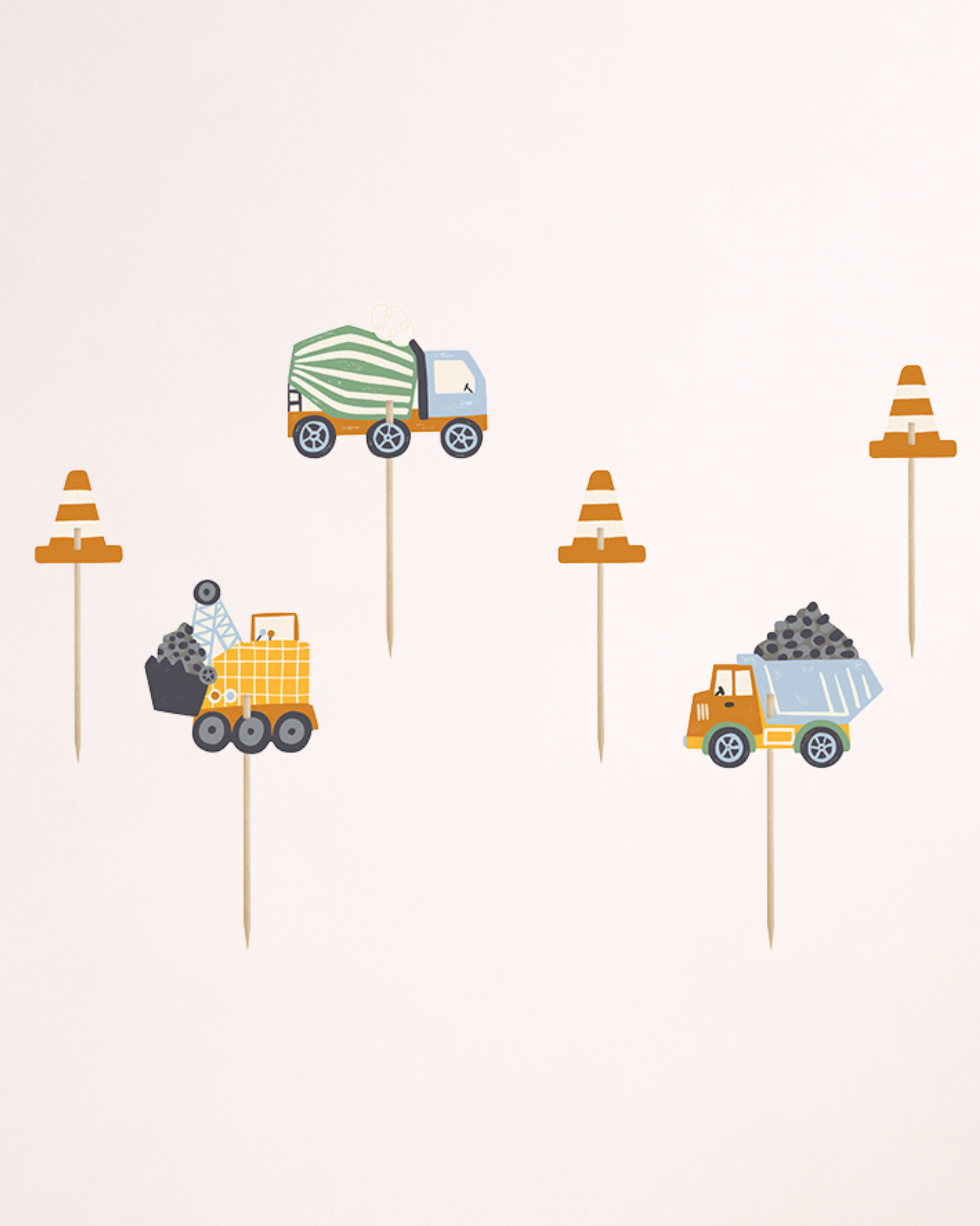Set de 6 toppere pentru brioșe – utilaje de construcții