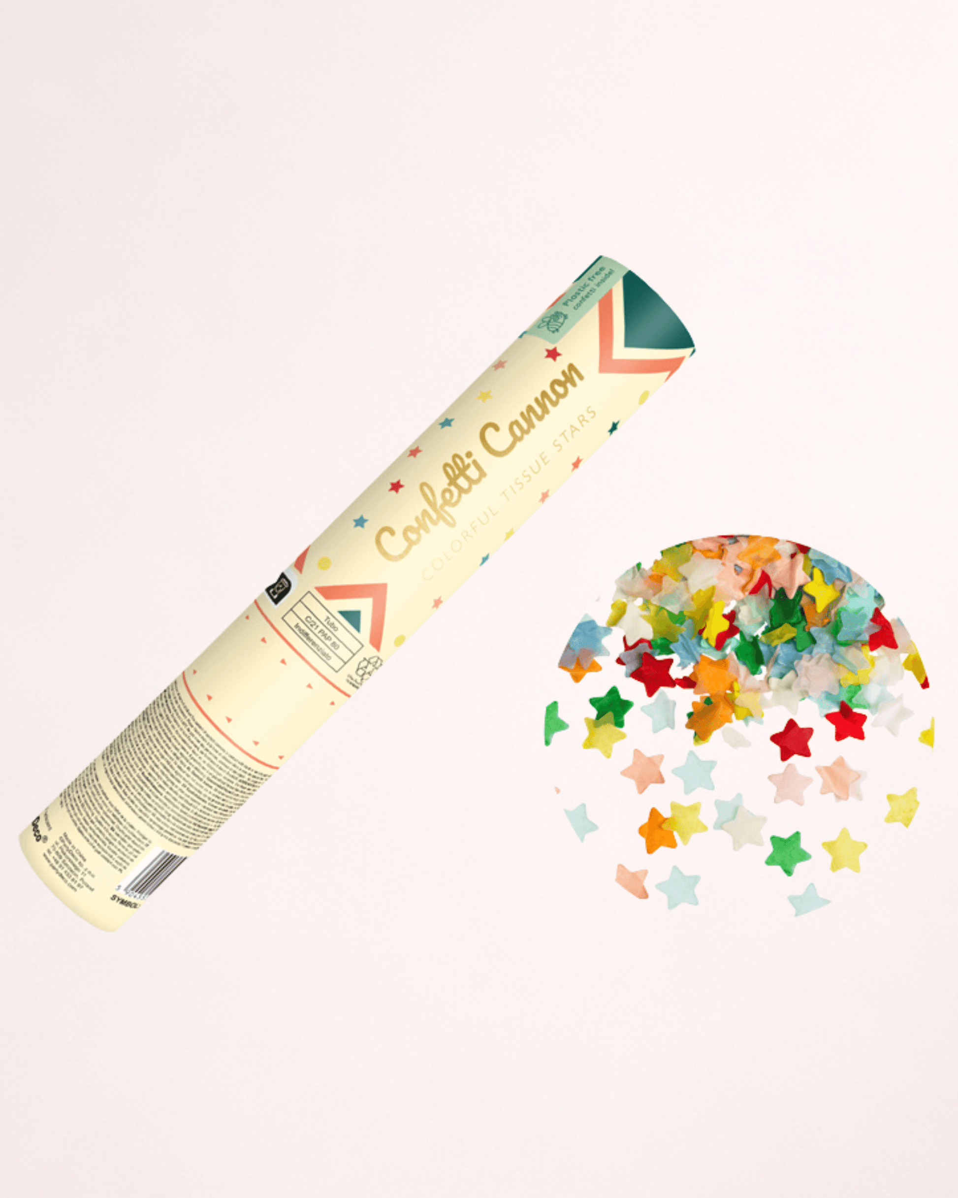 Tun cu confetti în formă de stele metalizate – 20 cm