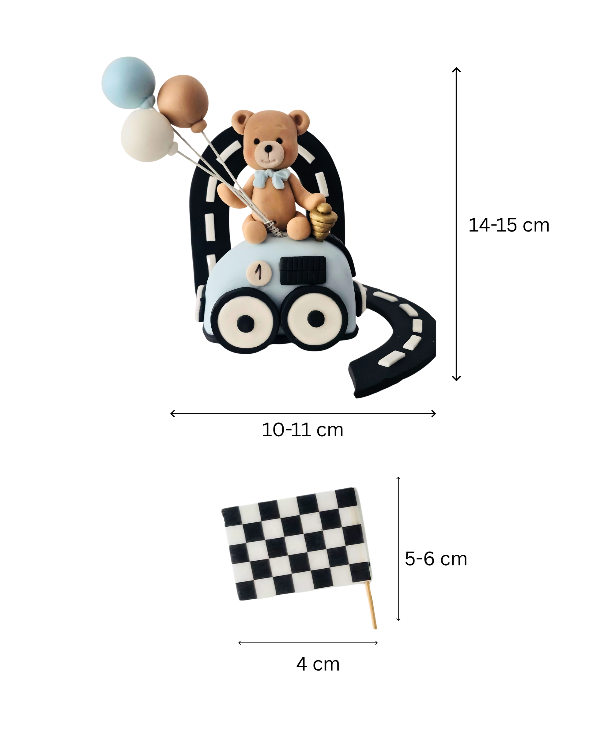 Ursuleț Pilot de Curse - Set Figurine Tort