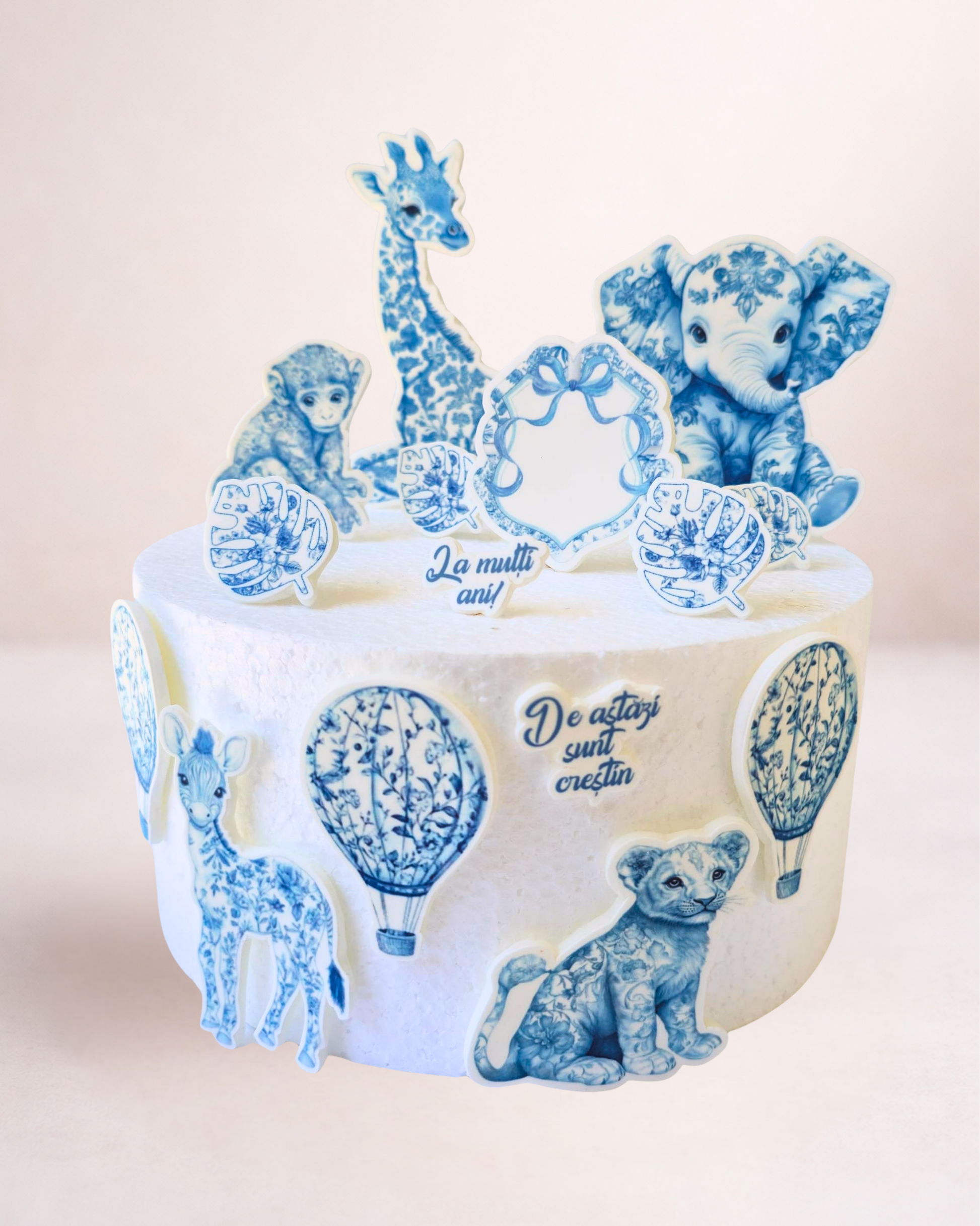 Decor Tort Safari Toile de Jouy - Set Figurine Tort