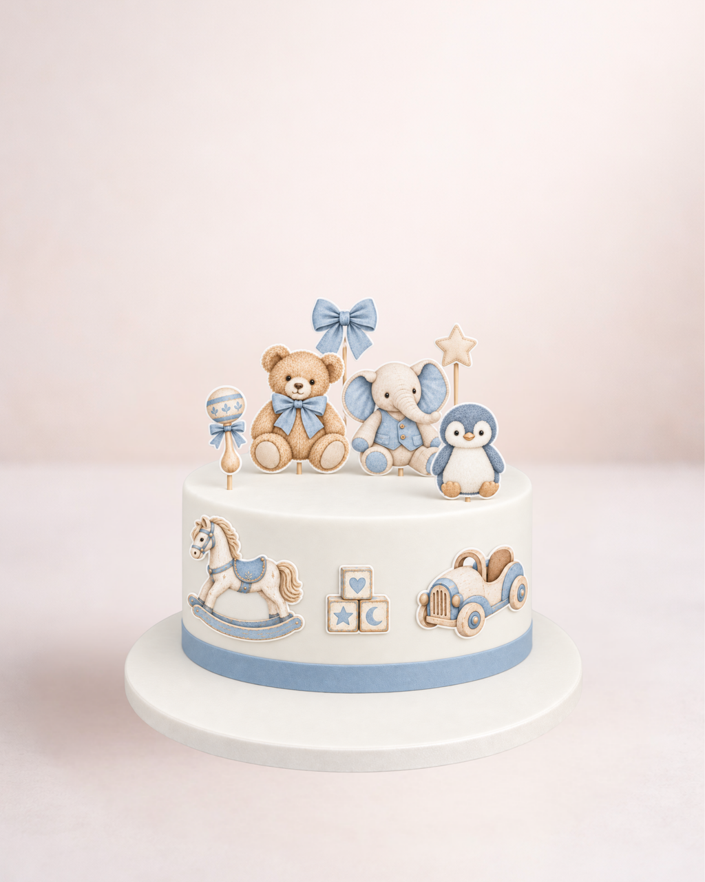 Baby Blue – Set toppere pentru tort din pastă de zahăr