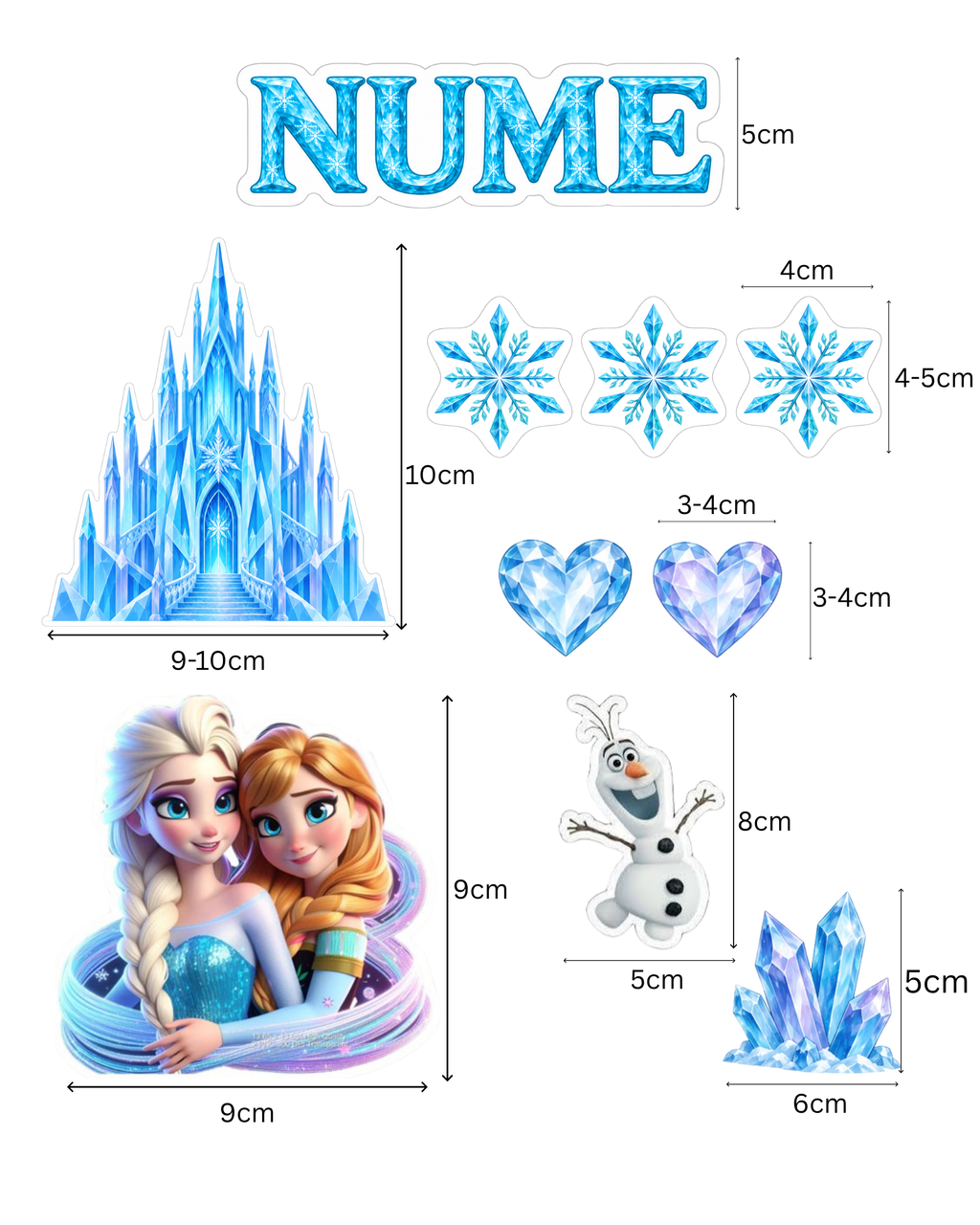 Frozen – Set toppere pentru tort din pastă de zahăr