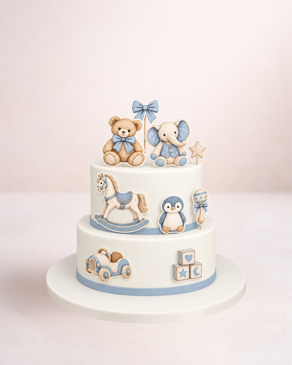 Baby Blue – Set toppere pentru tort din pastă de zahăr