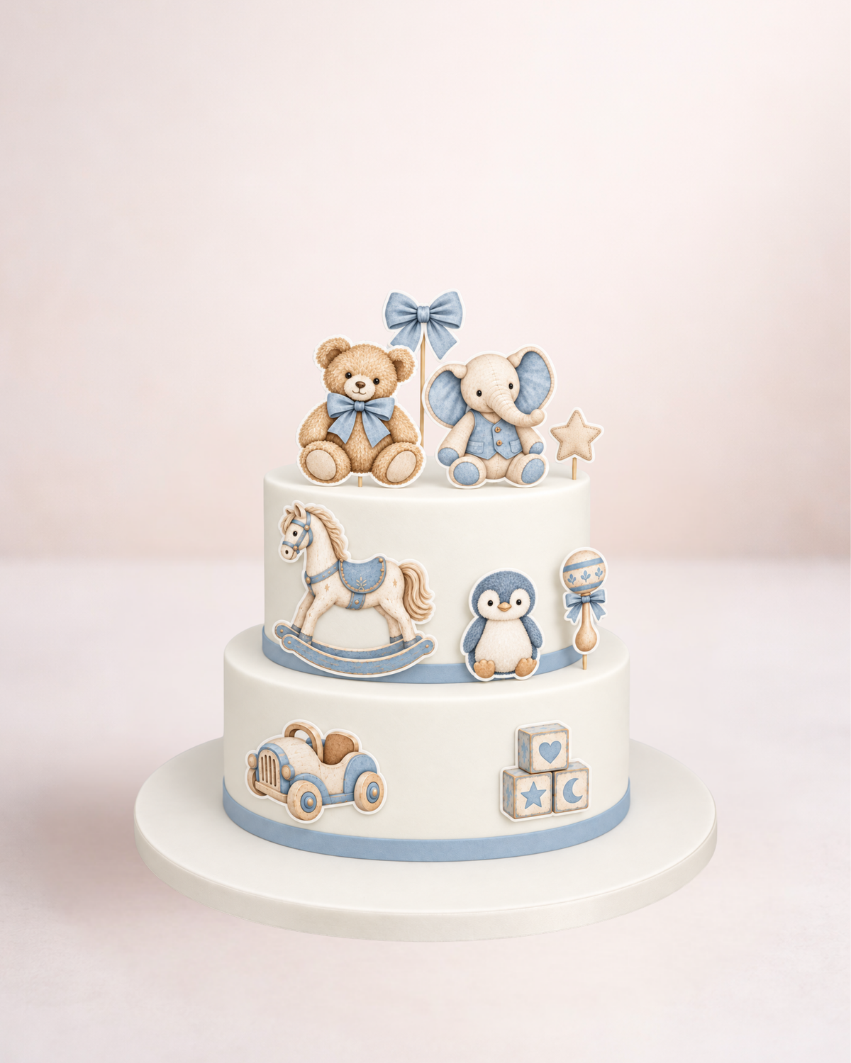 Baby Blue – Set toppere pentru tort din pastă de zahăr