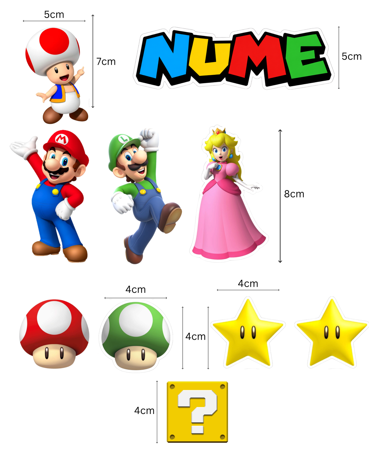 Mario – Set toppere pentru tort din pastă de zahăr