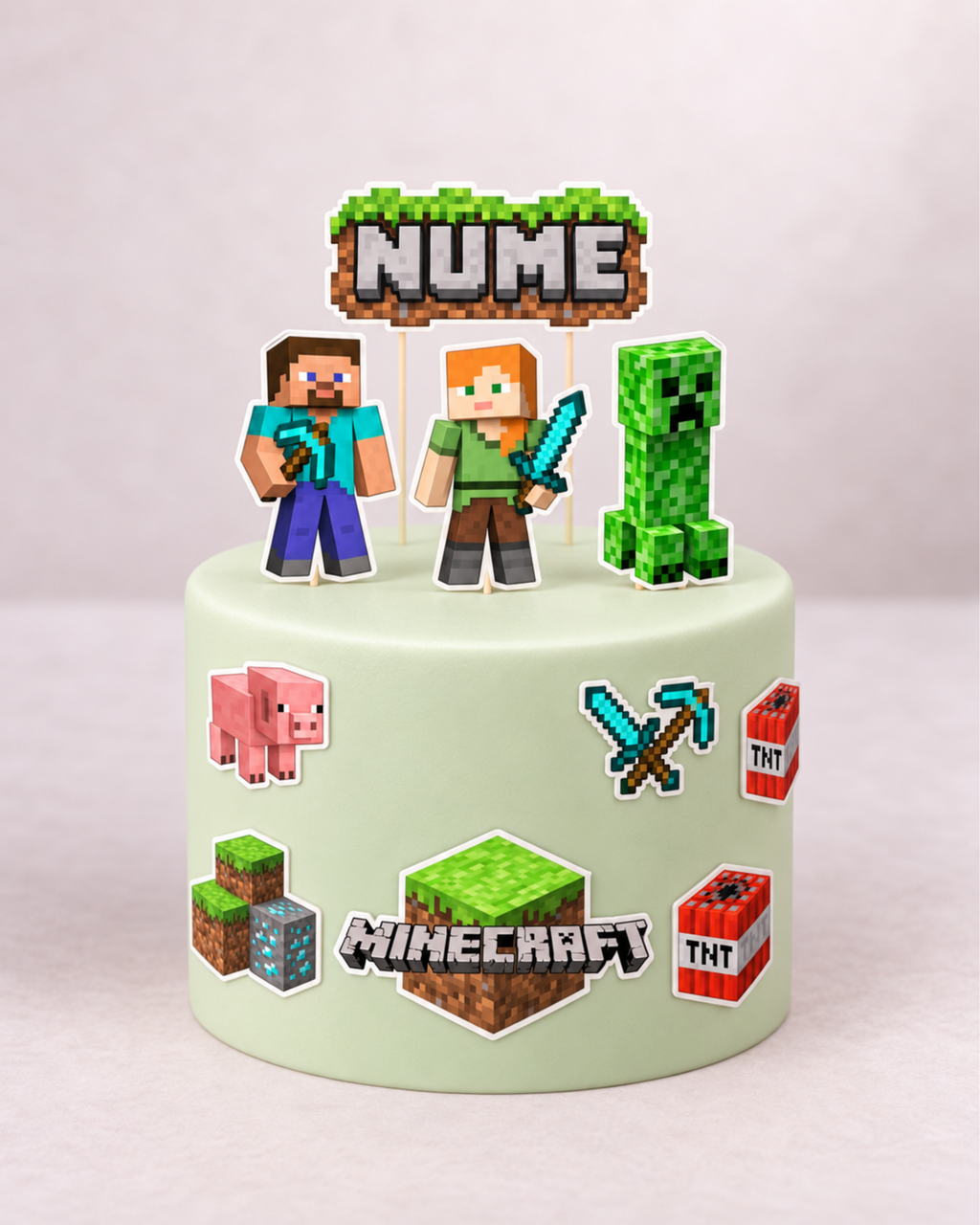 Minecraft – Set toppere pentru tort din pastă de zahăr