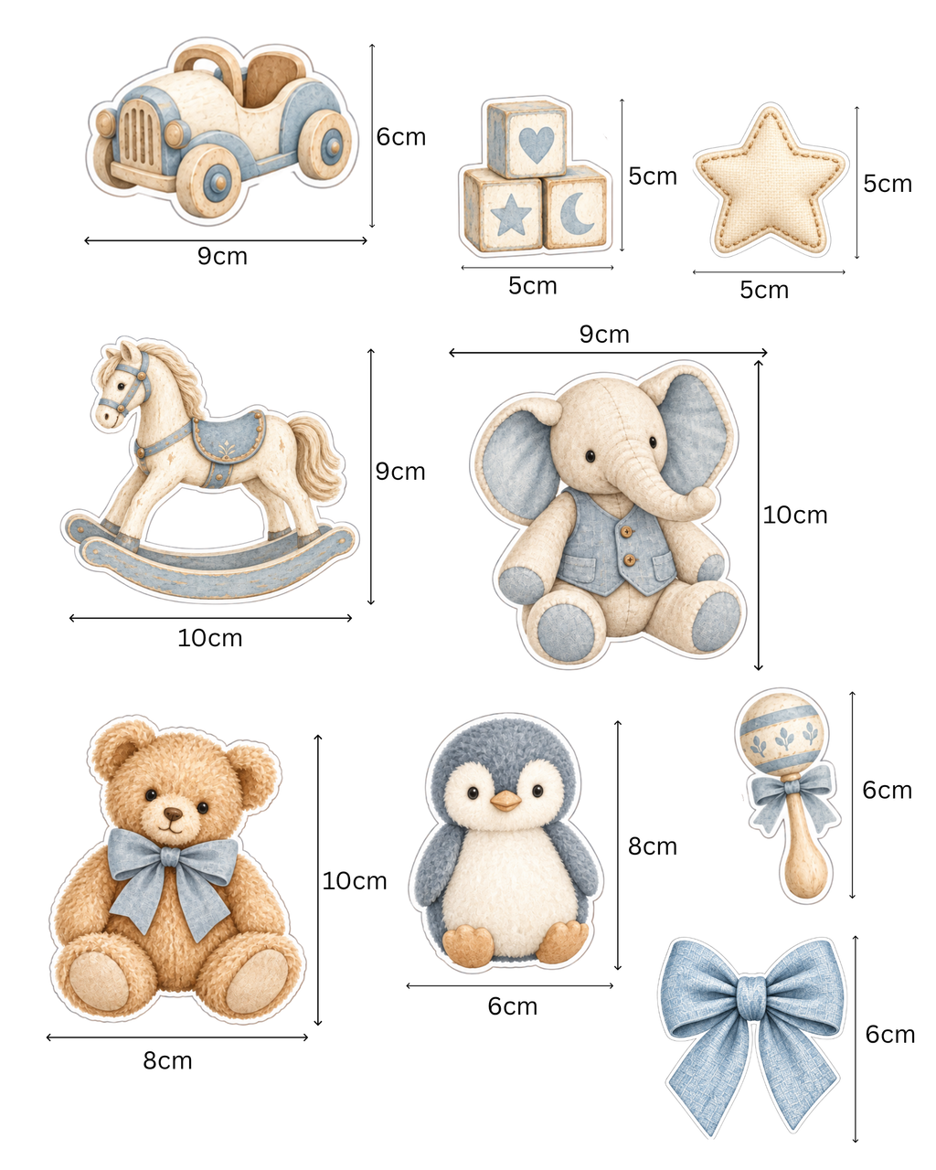 Baby Blue – Set toppere pentru tort din pastă de zahăr