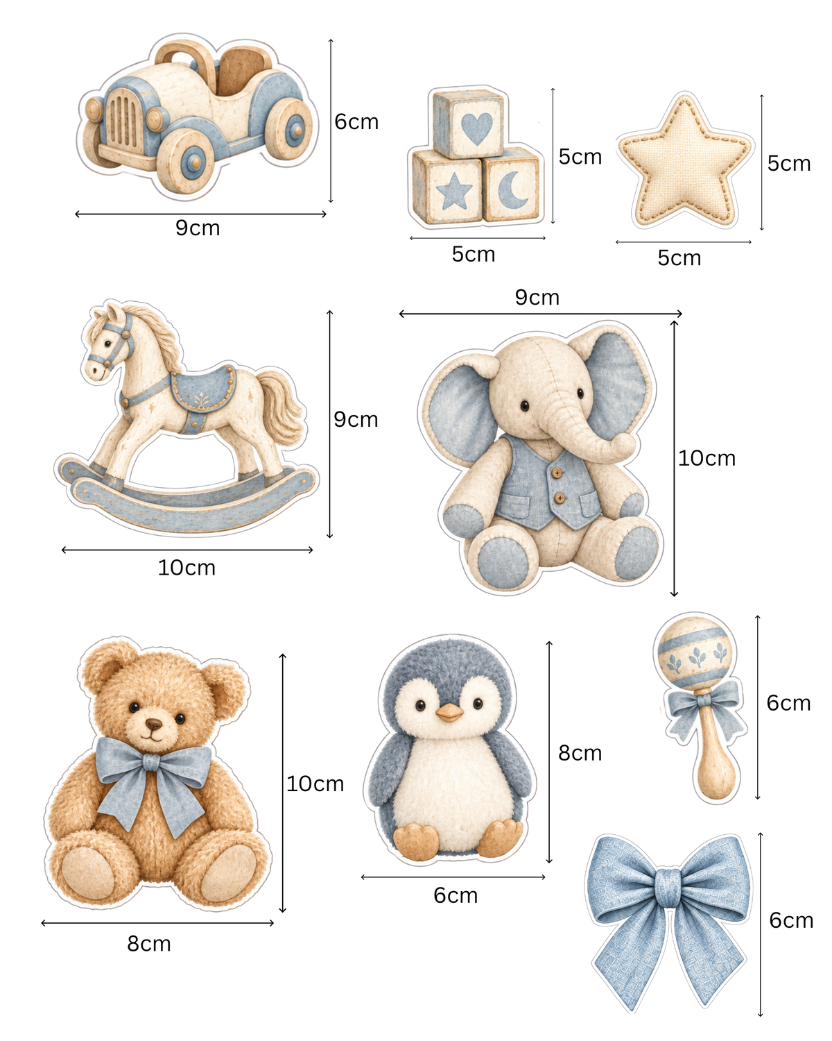 Baby Blue – Set toppere pentru tort din pastă de zahăr